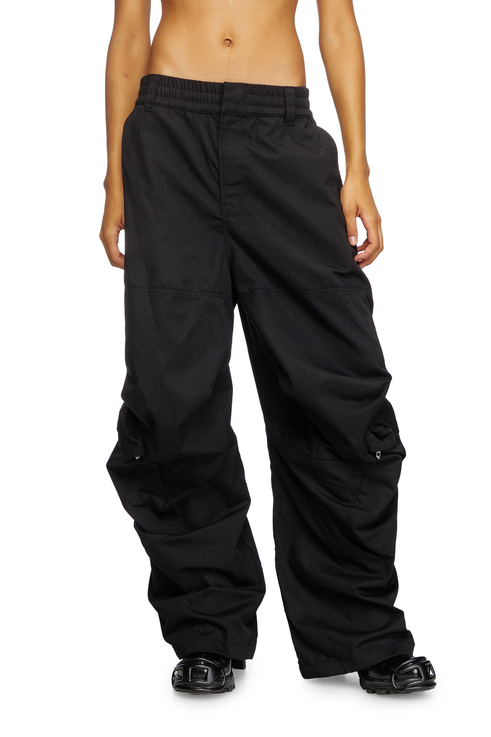 ◆DIESEL◆ P Gustav Pants Black A160740IQAV9XXA A160740IQAV9 Men's Nylon track pants with side bands | Black | Diesel
