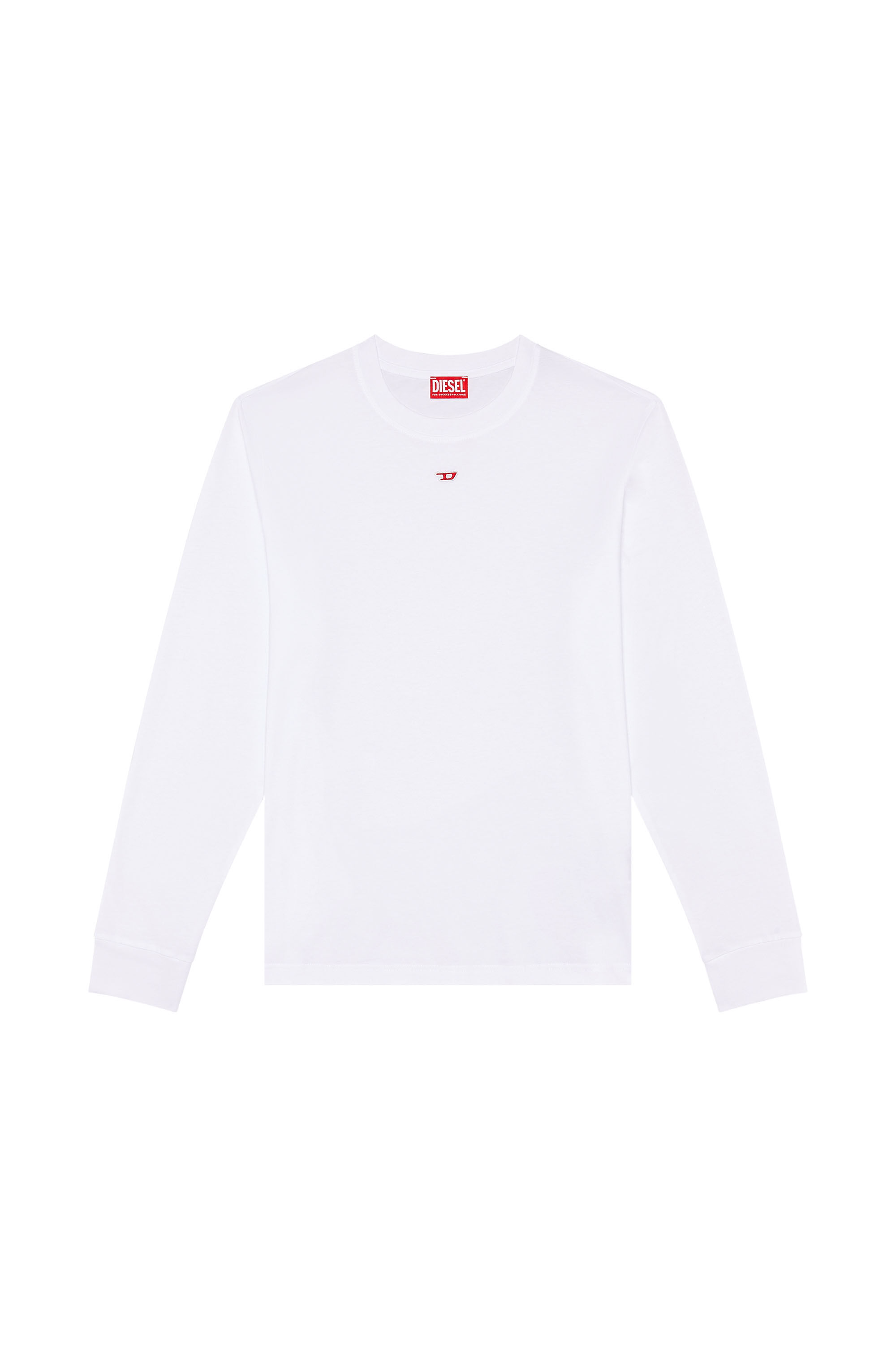 Diesel - T-JUST-LS-D, Man's Long-sleeve T-shirt with D patch in White - 2