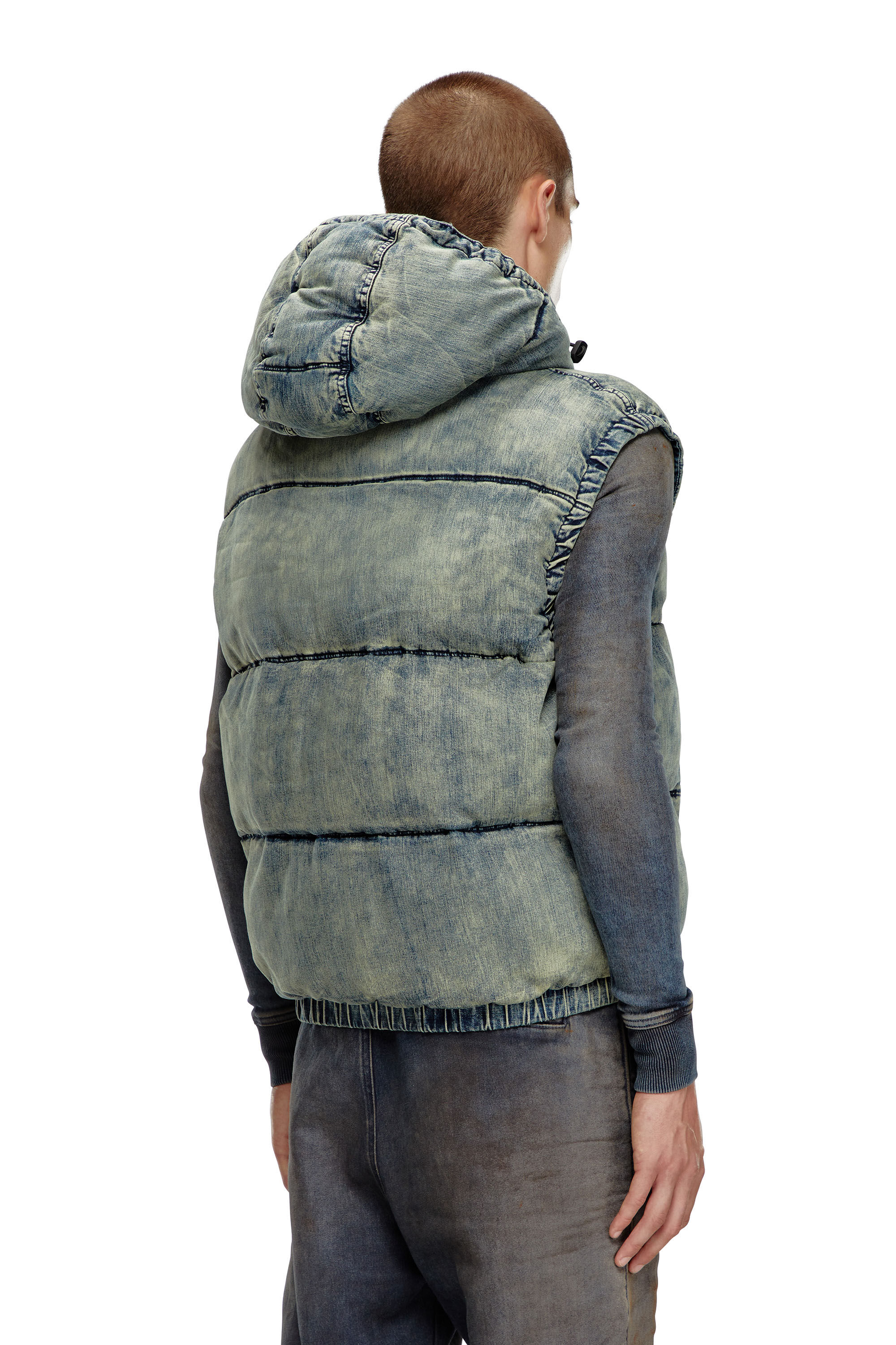 Diesel - W-MONS-SL, Man's Padded vest in faded denim in Blue - 5