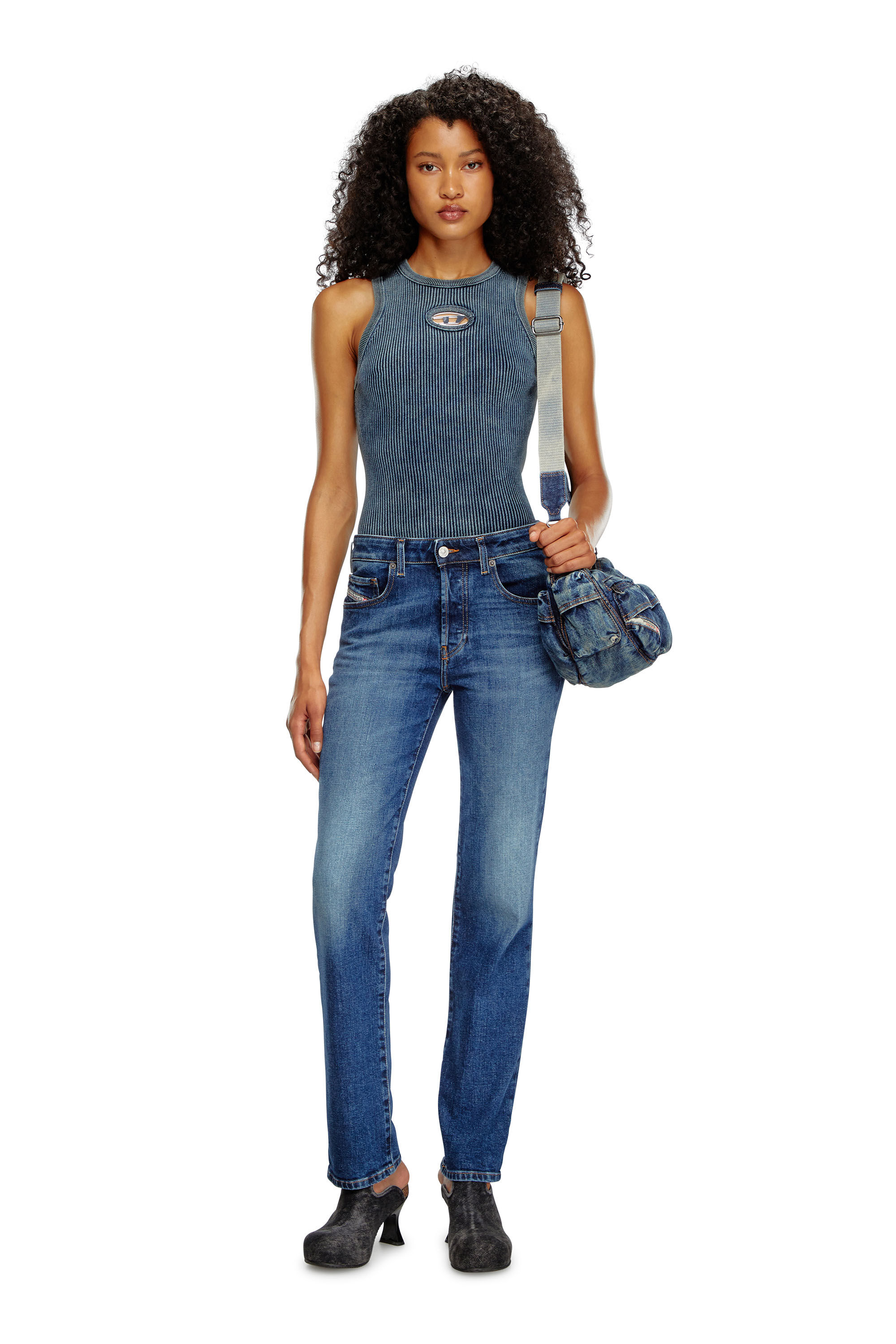 Diesel Women's 1989 D-mine Slim-Fit Straight-Leg Mid-Rise Stretch-Denim
