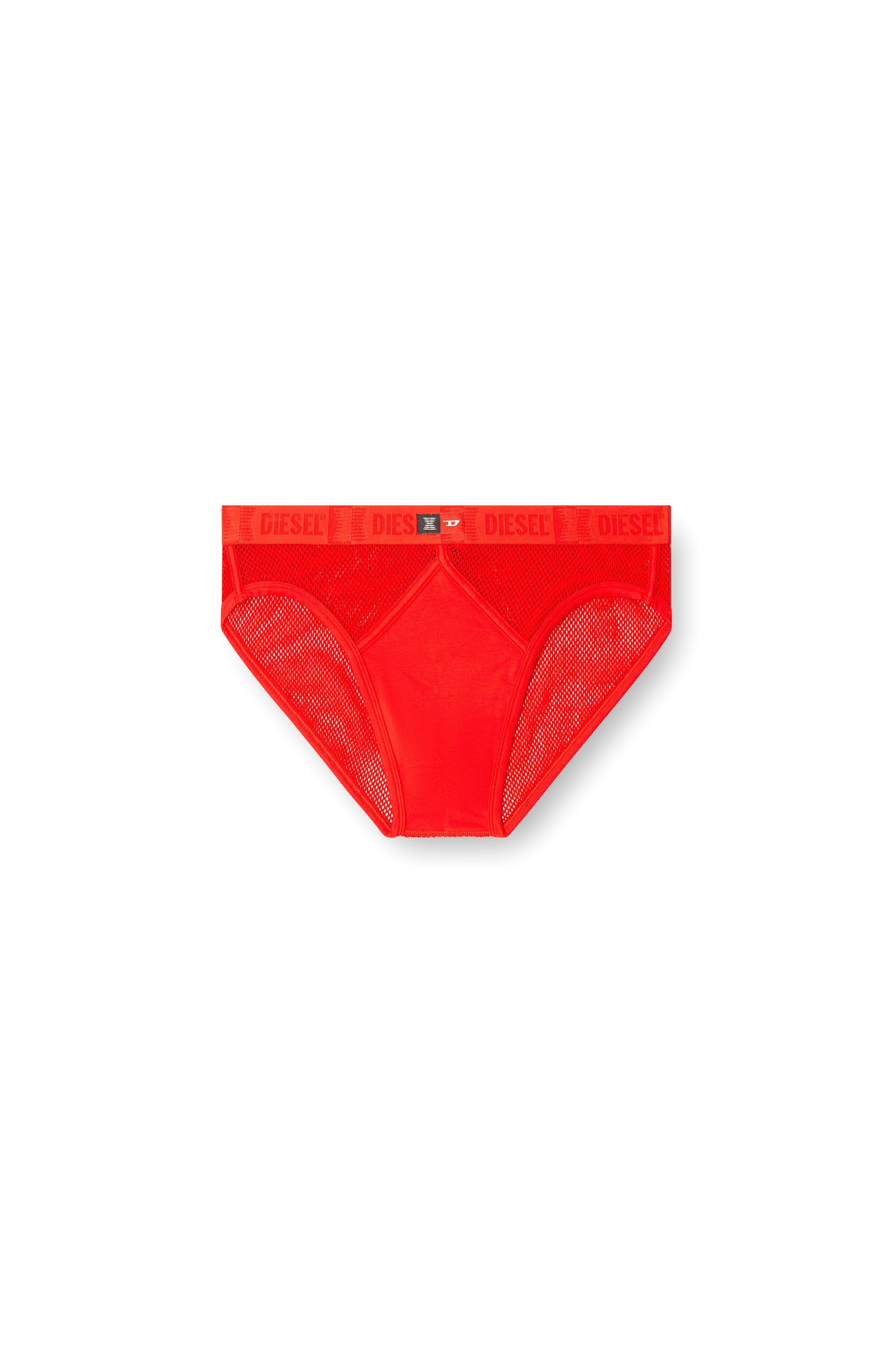 Diesel - STRING-AND-LACE-BRIEFS, Bóxers ajustados de malla con panel de tejido Hombre in Rojo - 2