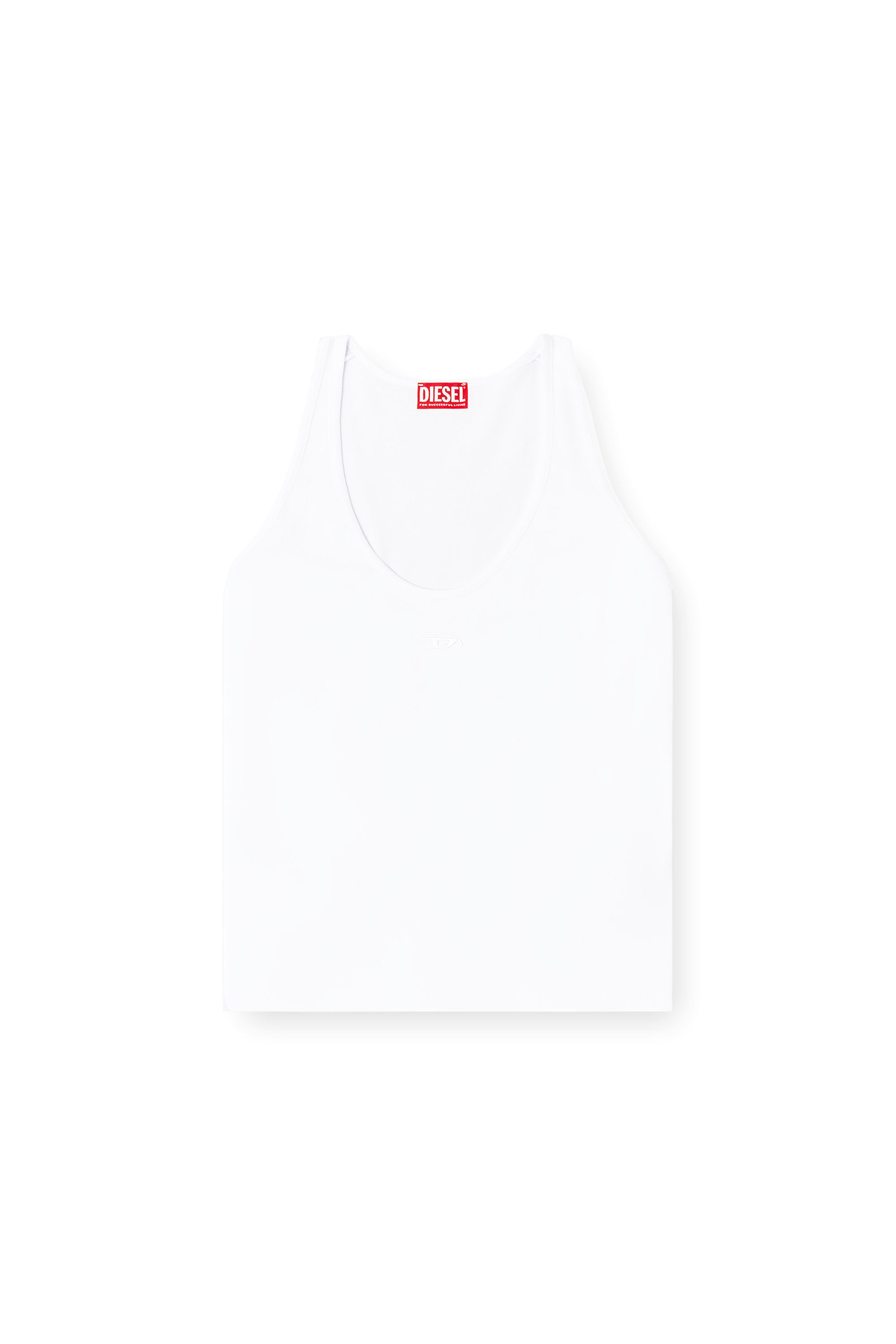 Diesel - T-IPSYA-LKDS, Camiseta con tirantes de canalé con Oval D Mujer in Blanco - 2