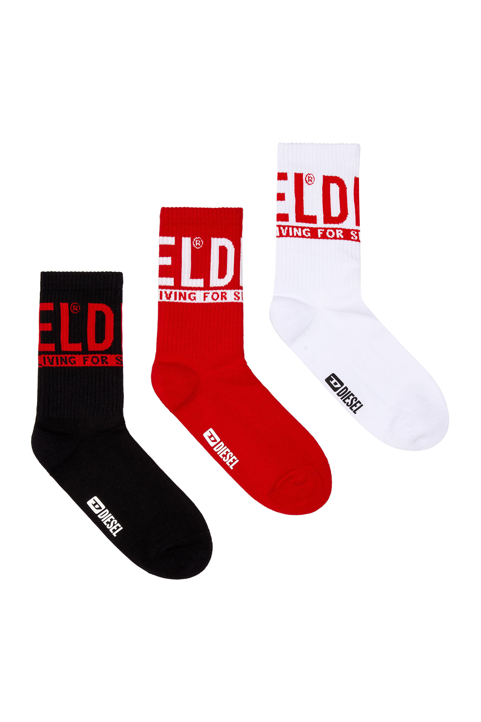 Men's Three-pack of socks with logo lettering | Multicolor | Diesel
