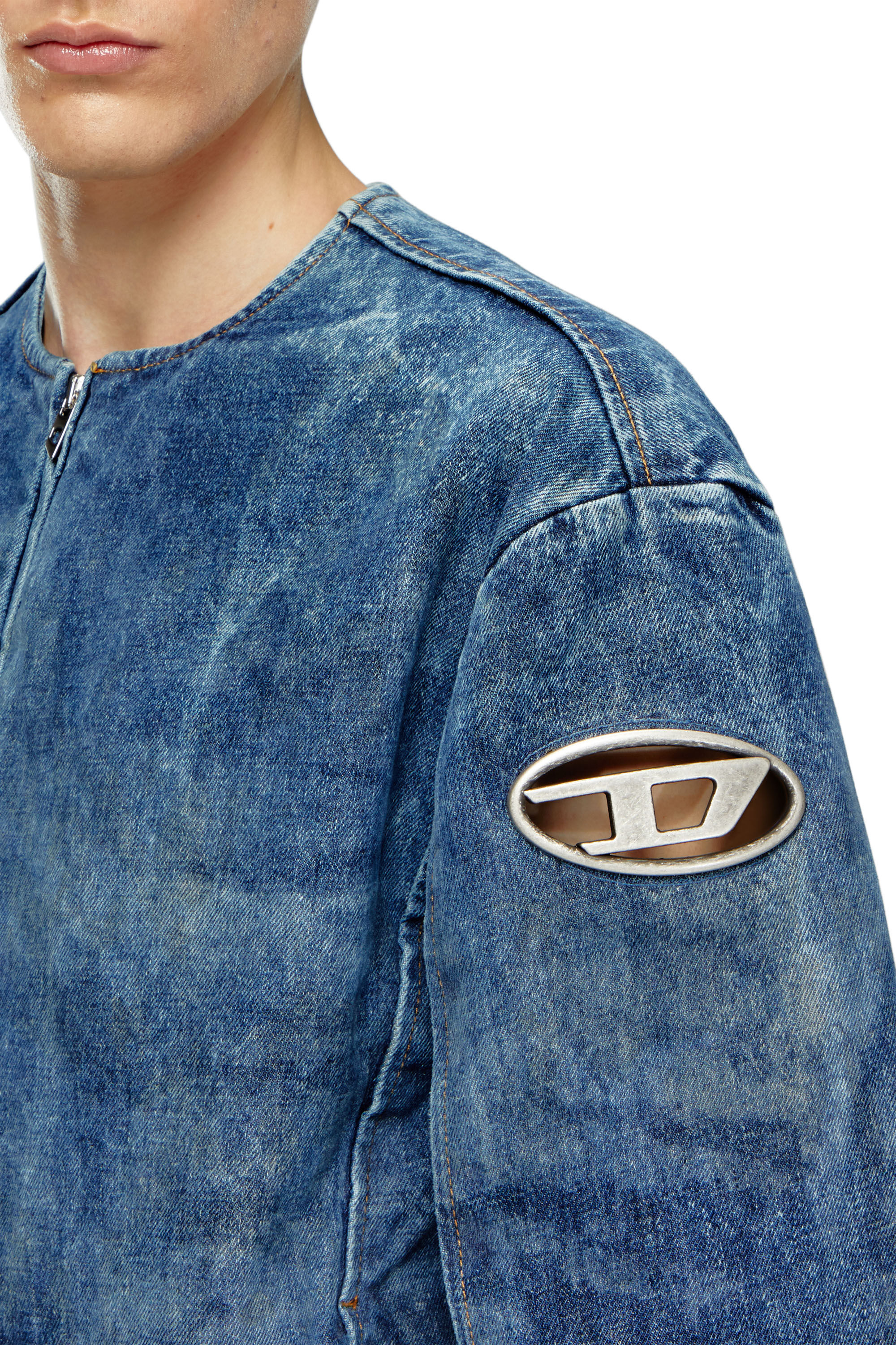 Men's Denim jacket with biker zip details | Blue | Diesel