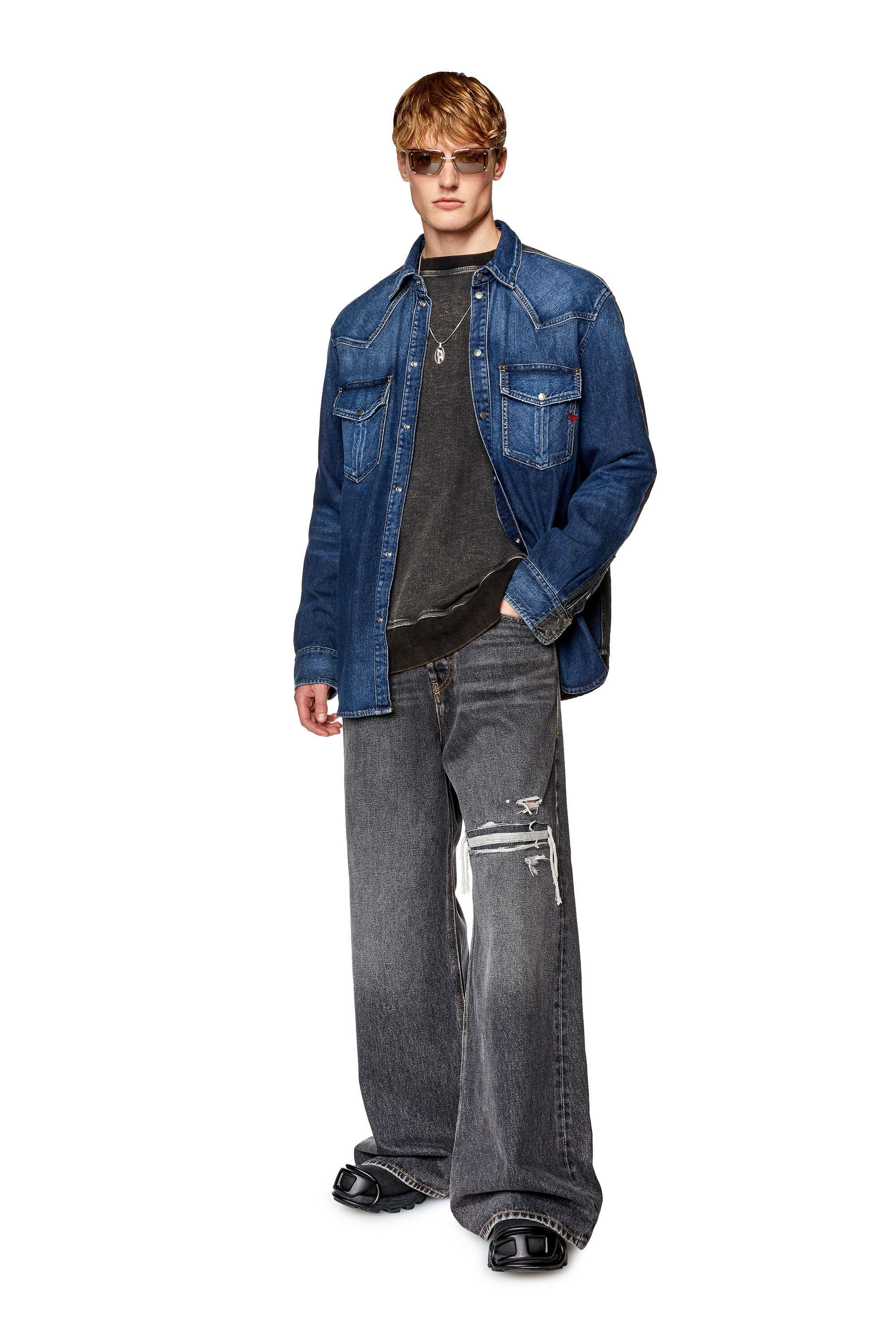 Men's Western shirt in two-tone denim | D-OCEAN-S Diesel