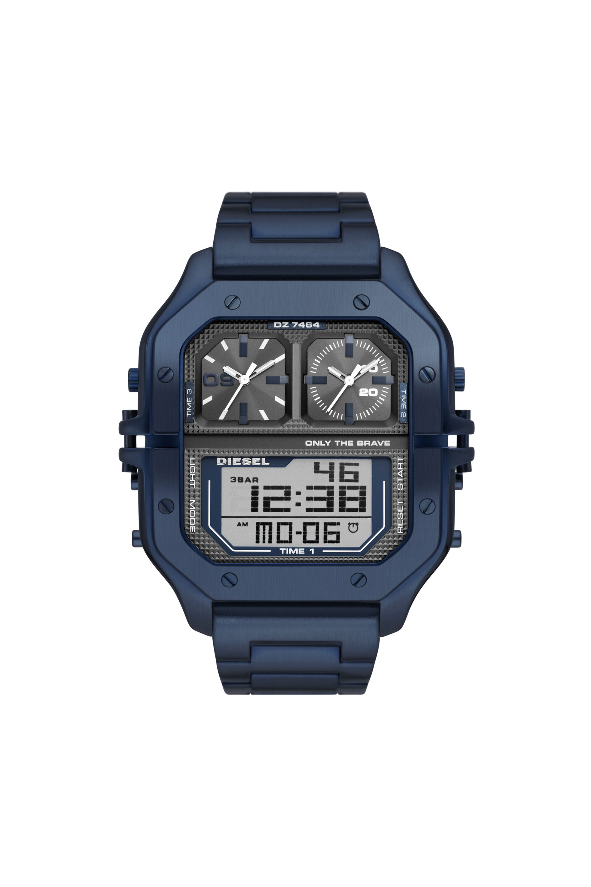 DZ7464 Man: Clasher digital blue-tone stainless steel watch | Diesel