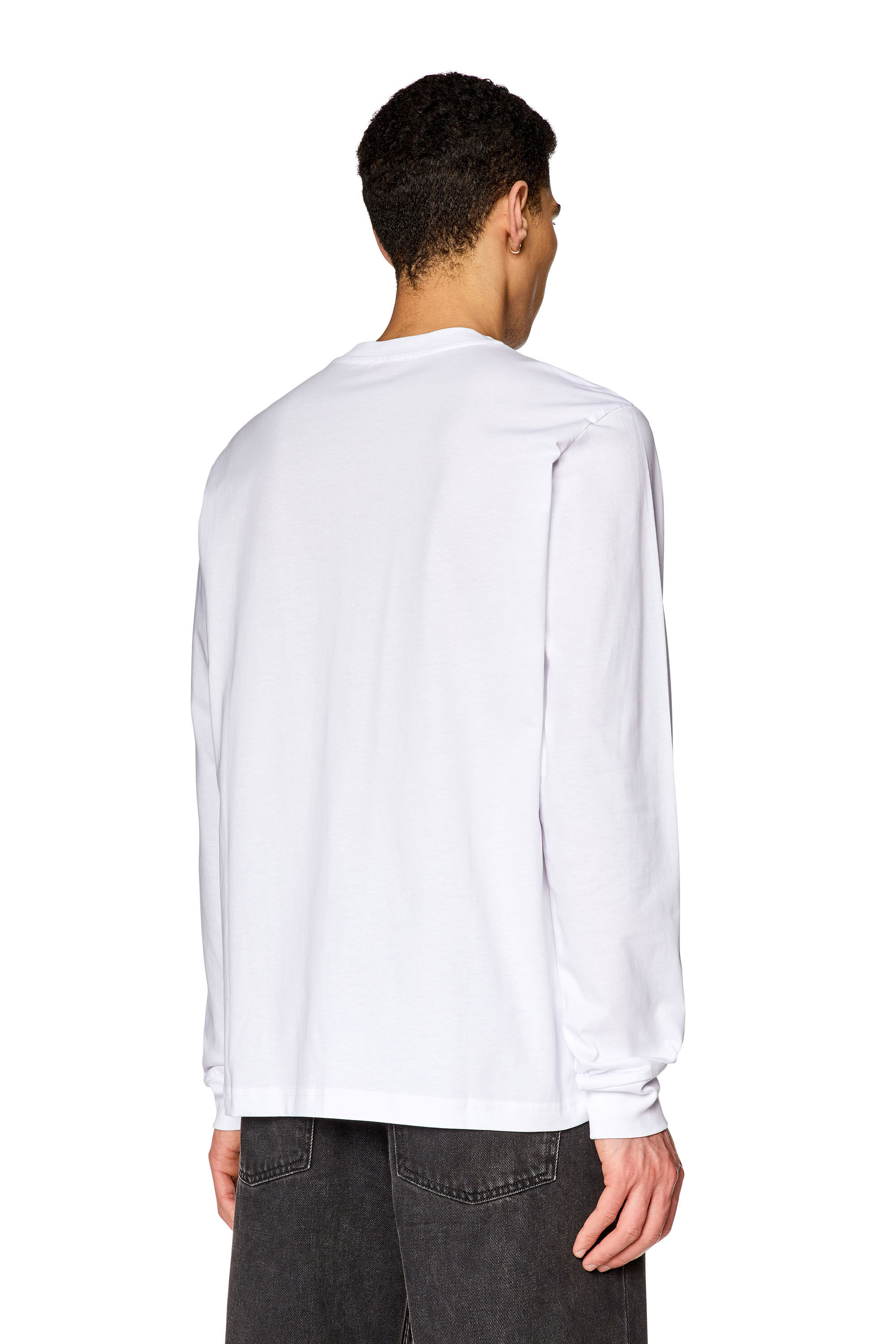 Diesel - T-JUST-LS-D, Man's Long-sleeve T-shirt with D patch in White - 5
