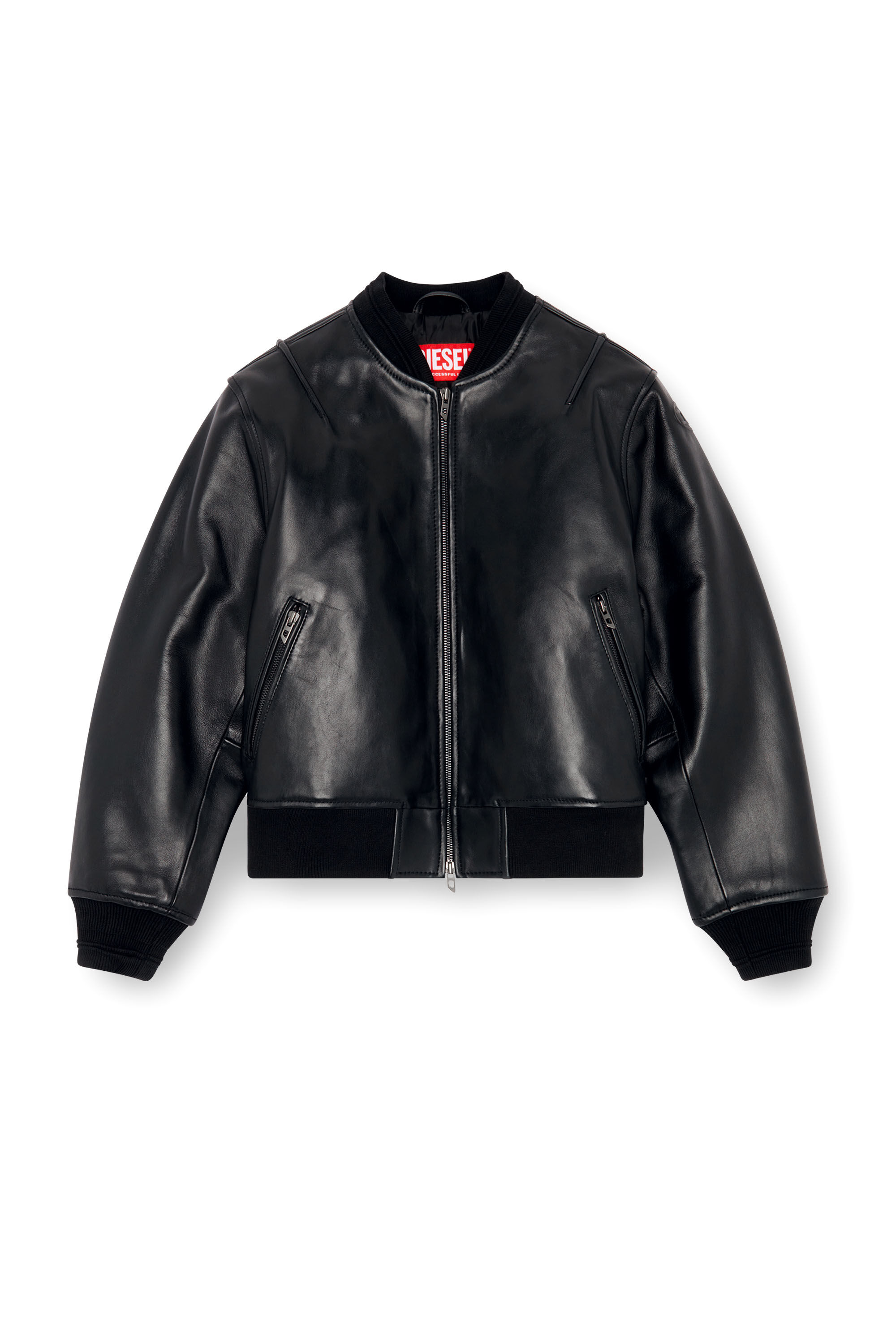 Diesel - L-ILAN, Chaqueta bomber extragrande de cuero Mujer in Negro - 2