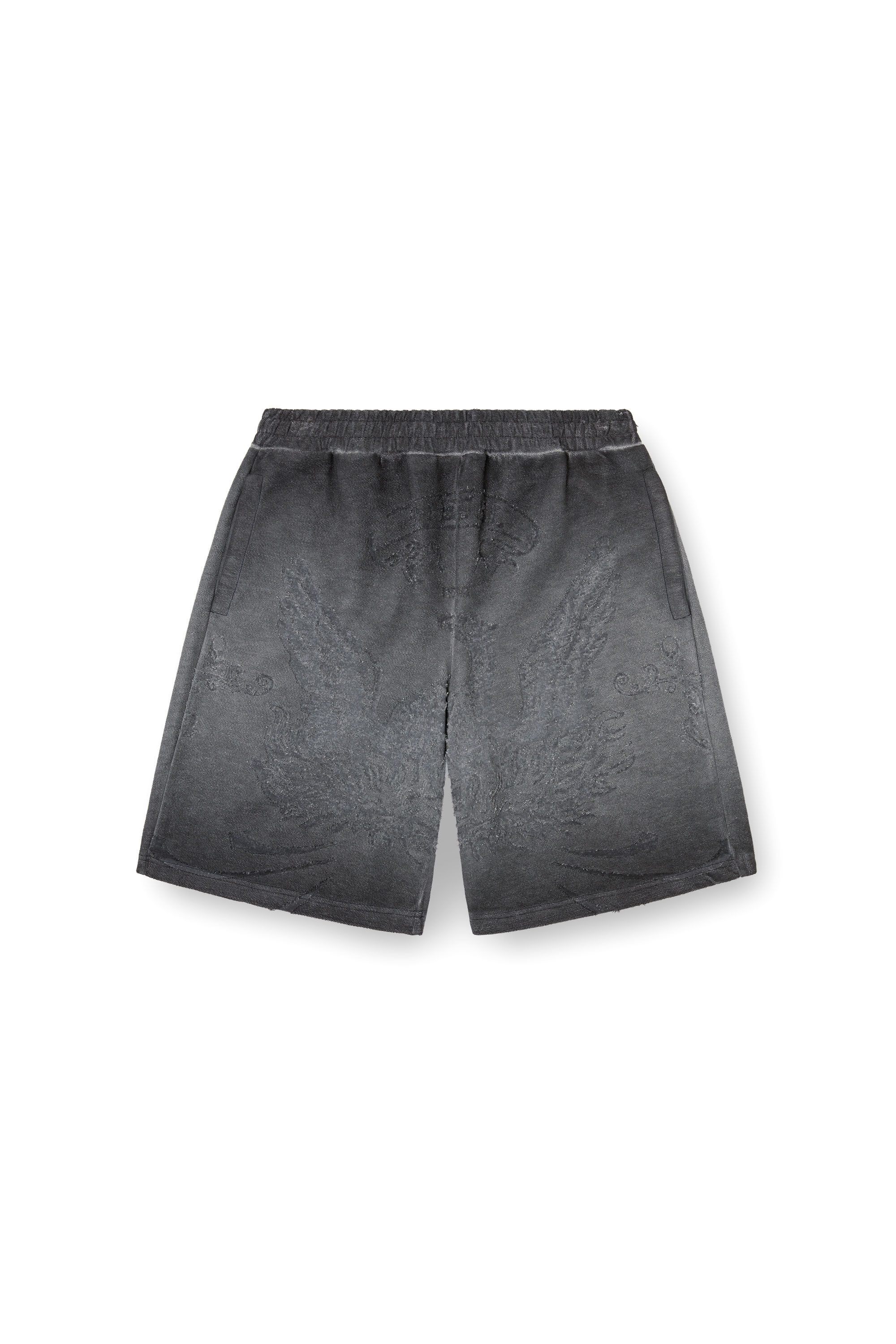 Diesel - P-CROWDE, Pantalones cortos deportivos con devoré de fénix Hombre in Gris - 2