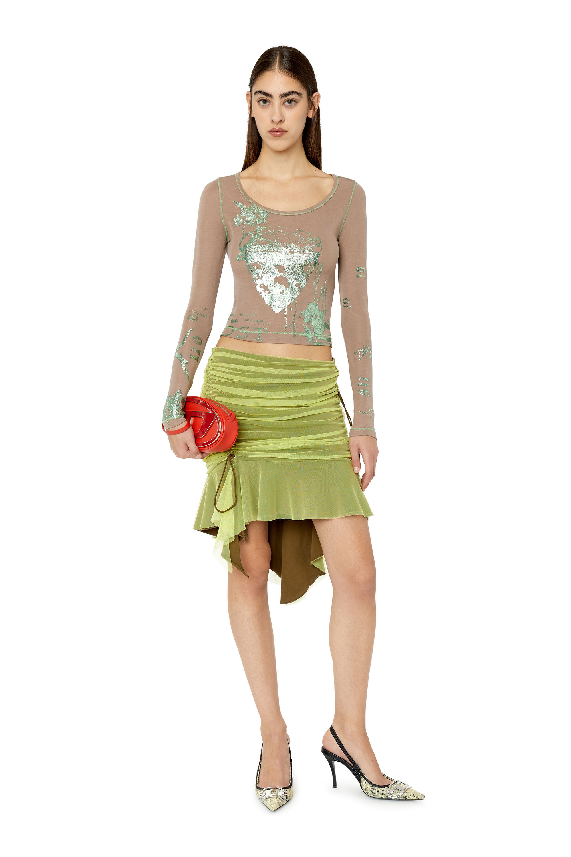 O-RYT Woman: Gathered skirt in jersey and tulle | Diesel