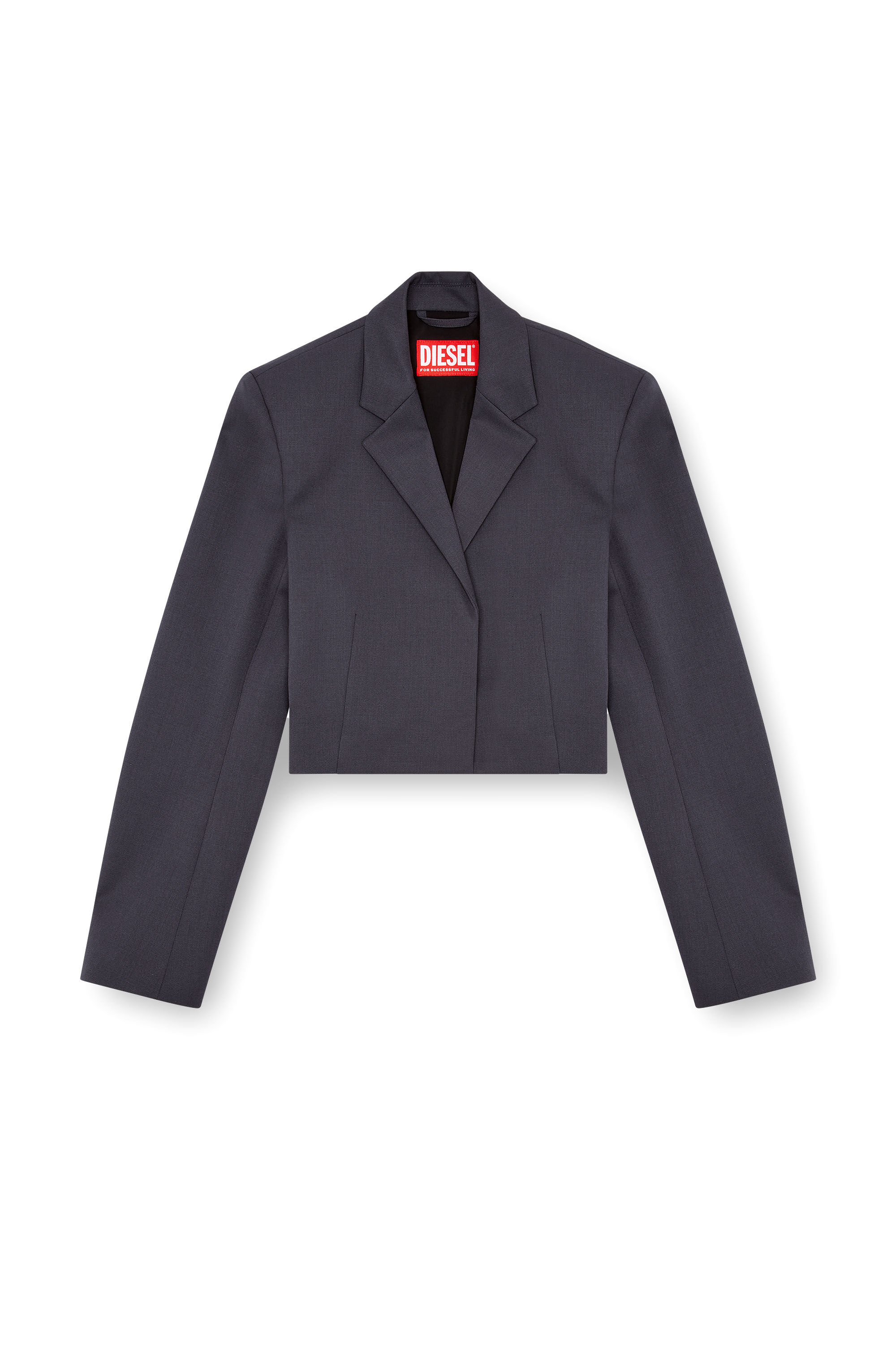Women's Cropped blazer in stretch wool blend | Grey | Diesel