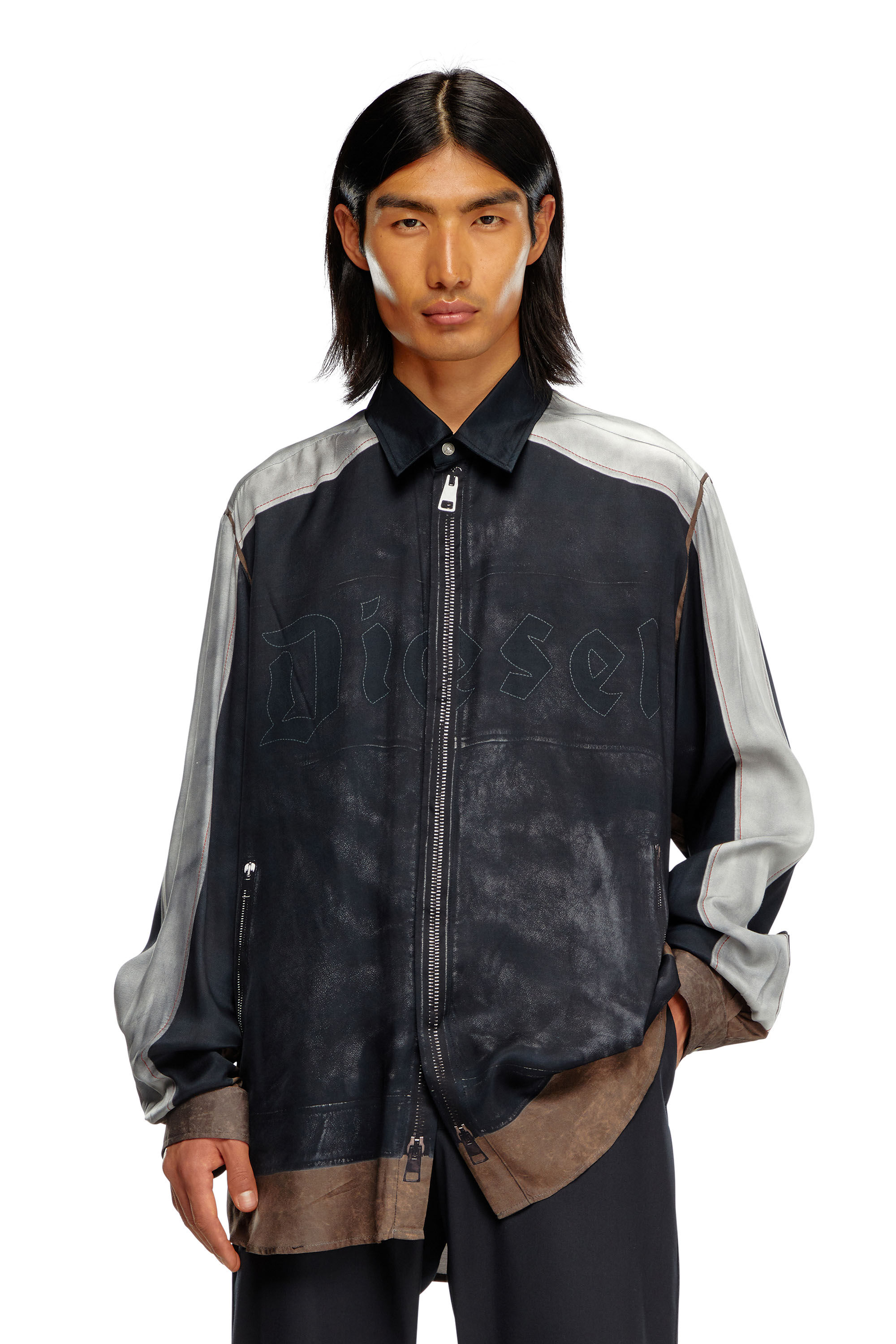 Men's Shirt with trompe l'oeil print | Multicolor | Diesel