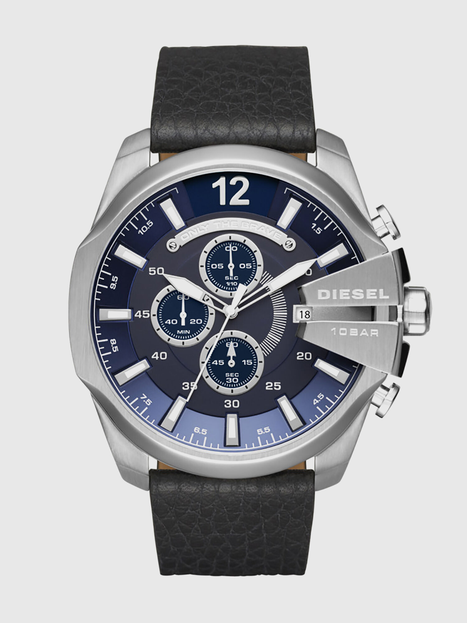 DIESEL ディーゼル メンズ腕時計 メガチーフ クロノグラフ DZ-4423 DZ4423 Man: Mega Chief black leather watch with diesel tag