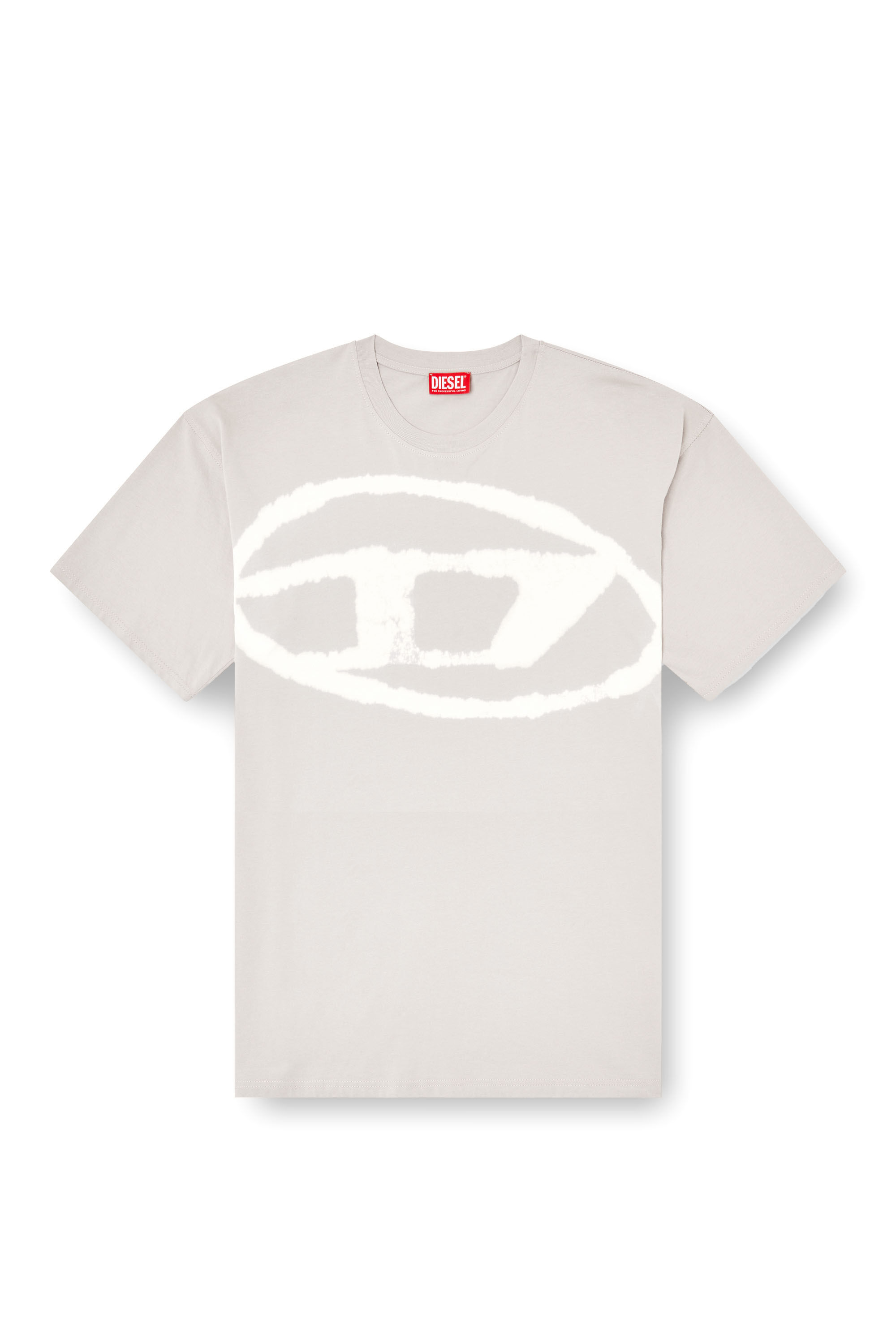 Men's T-shirt with bleached Oval D logo | Grey | Diesel