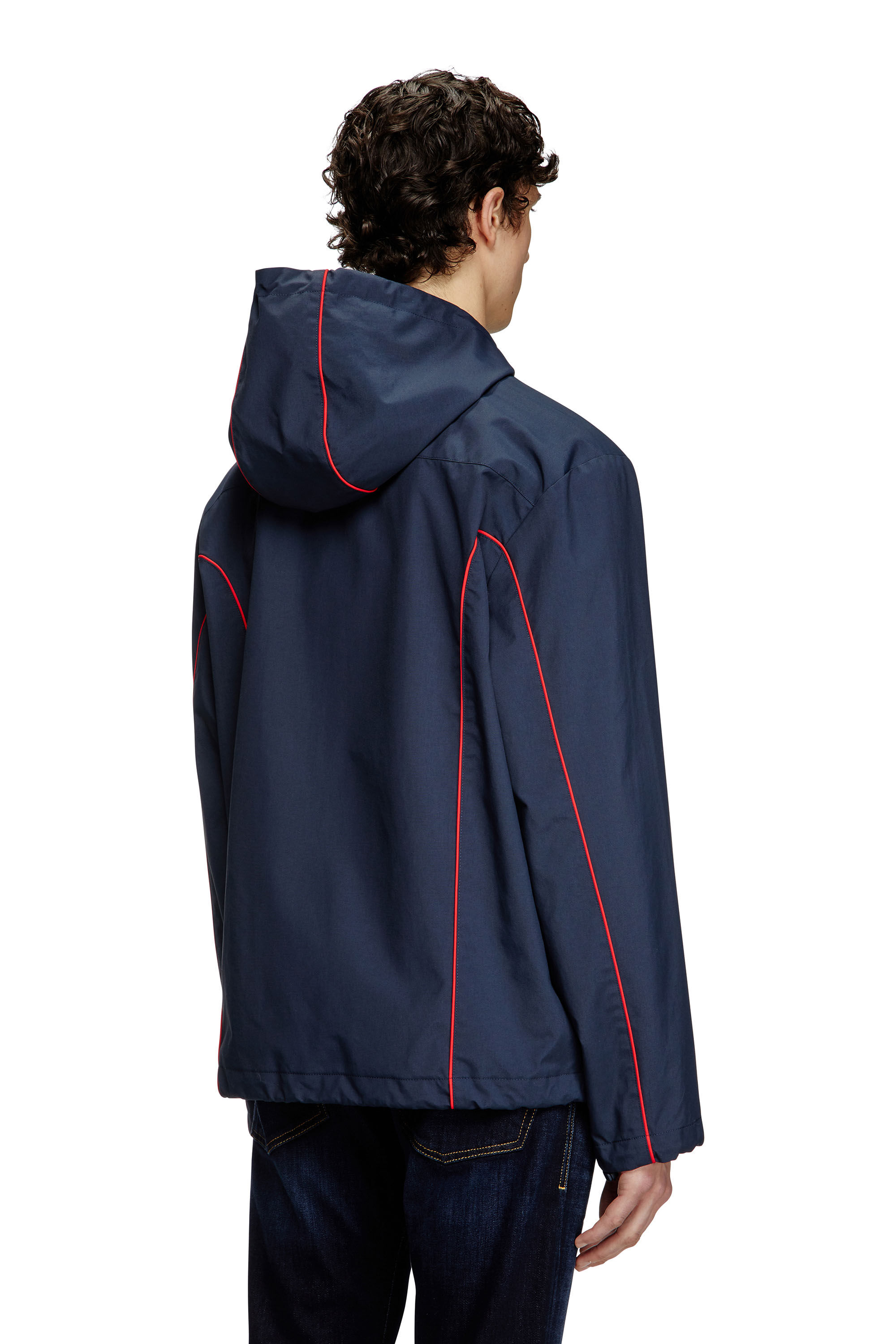Diesel - J-HIVES, Man's Windbreaker with contrast piping in Dark Blue - 5