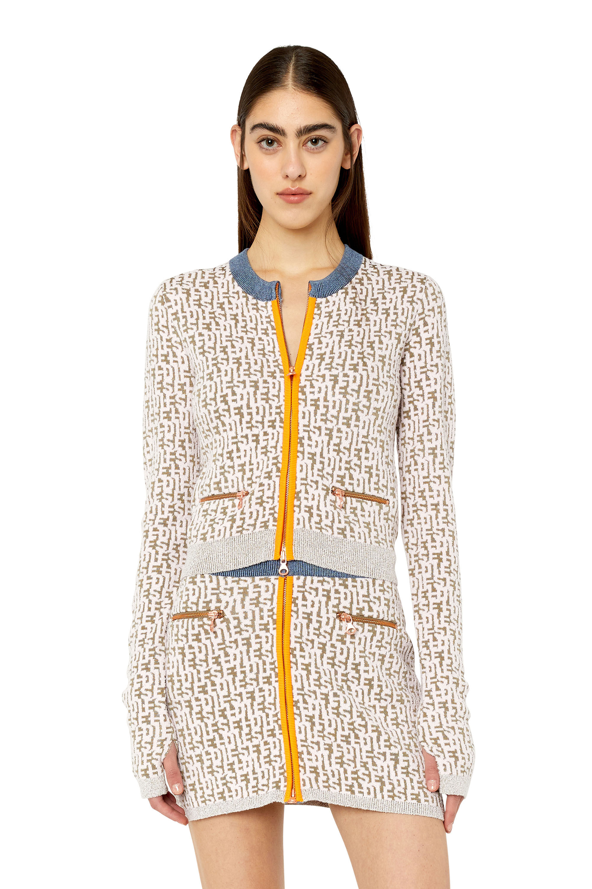 Diesel - M-ALLORCA, Woman's Knit cardigan in Brown/White - 3