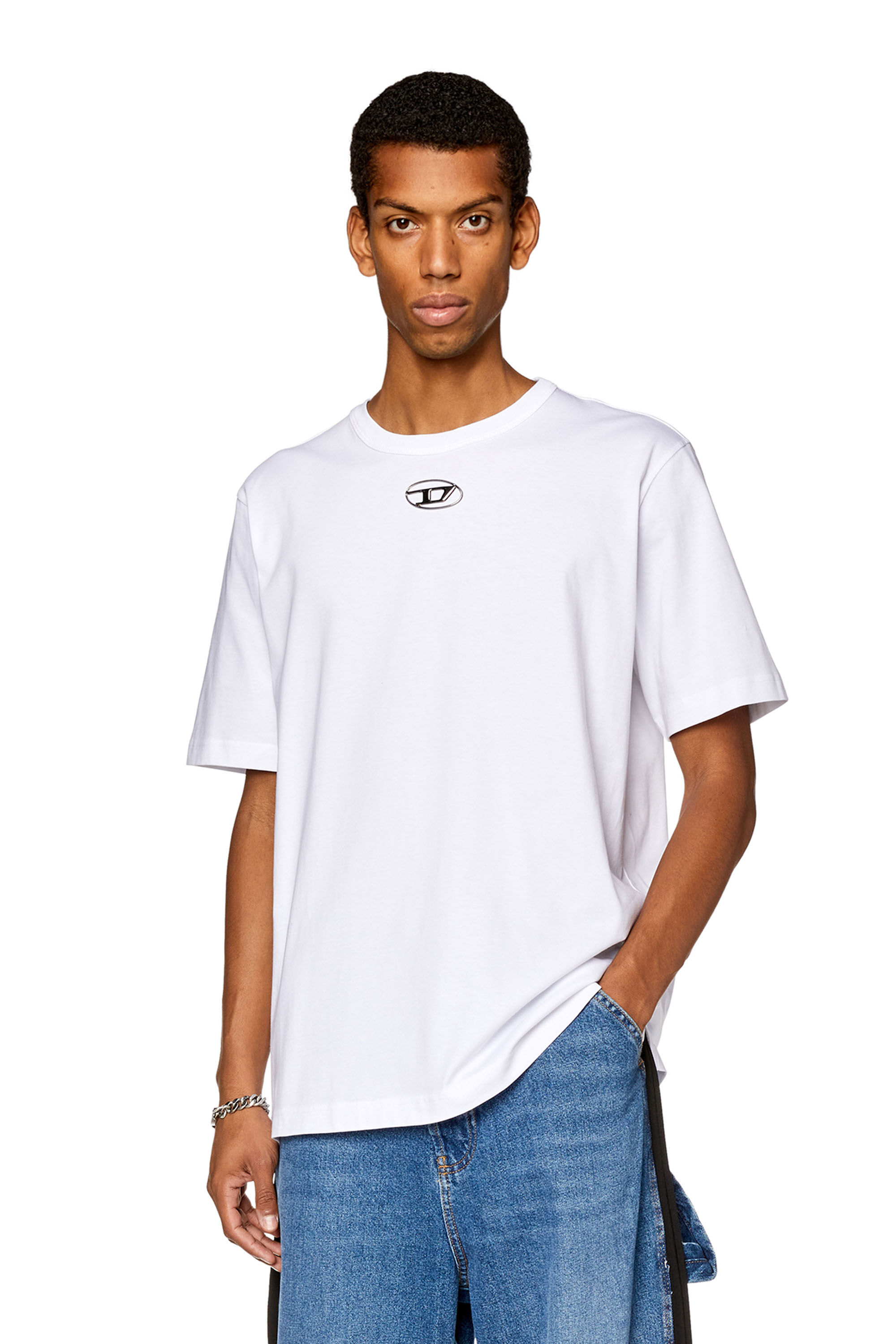 Men's T-shirt with injection moulded logo | White | Diesel
