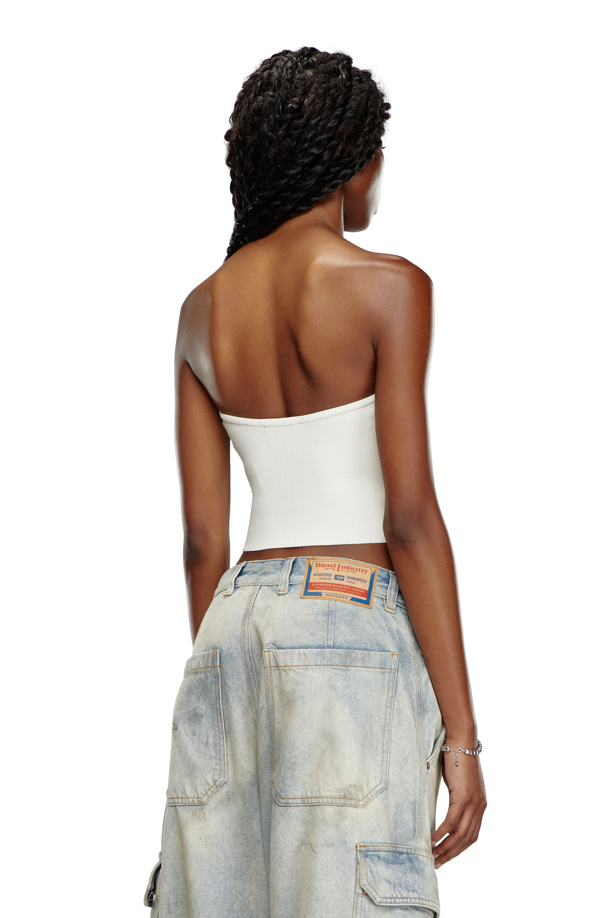 Diesel - M-CLARKSVILLEX, Woman Tube top with logo plaque in White - Image 5
