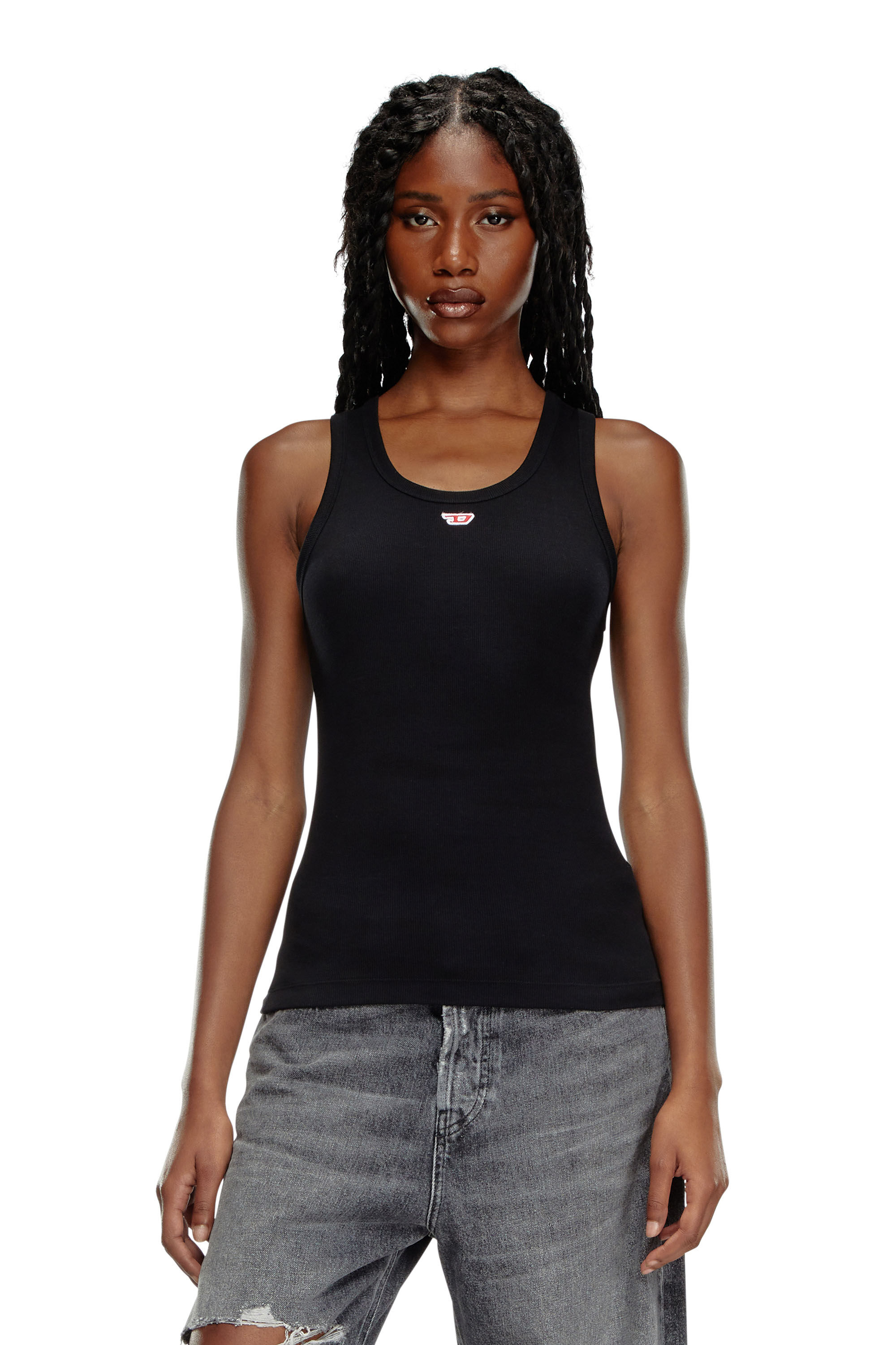 Diesel - T-ANKY-D, Mujer Camiseta sin mangas con parche D bordado in Negro - Image 3