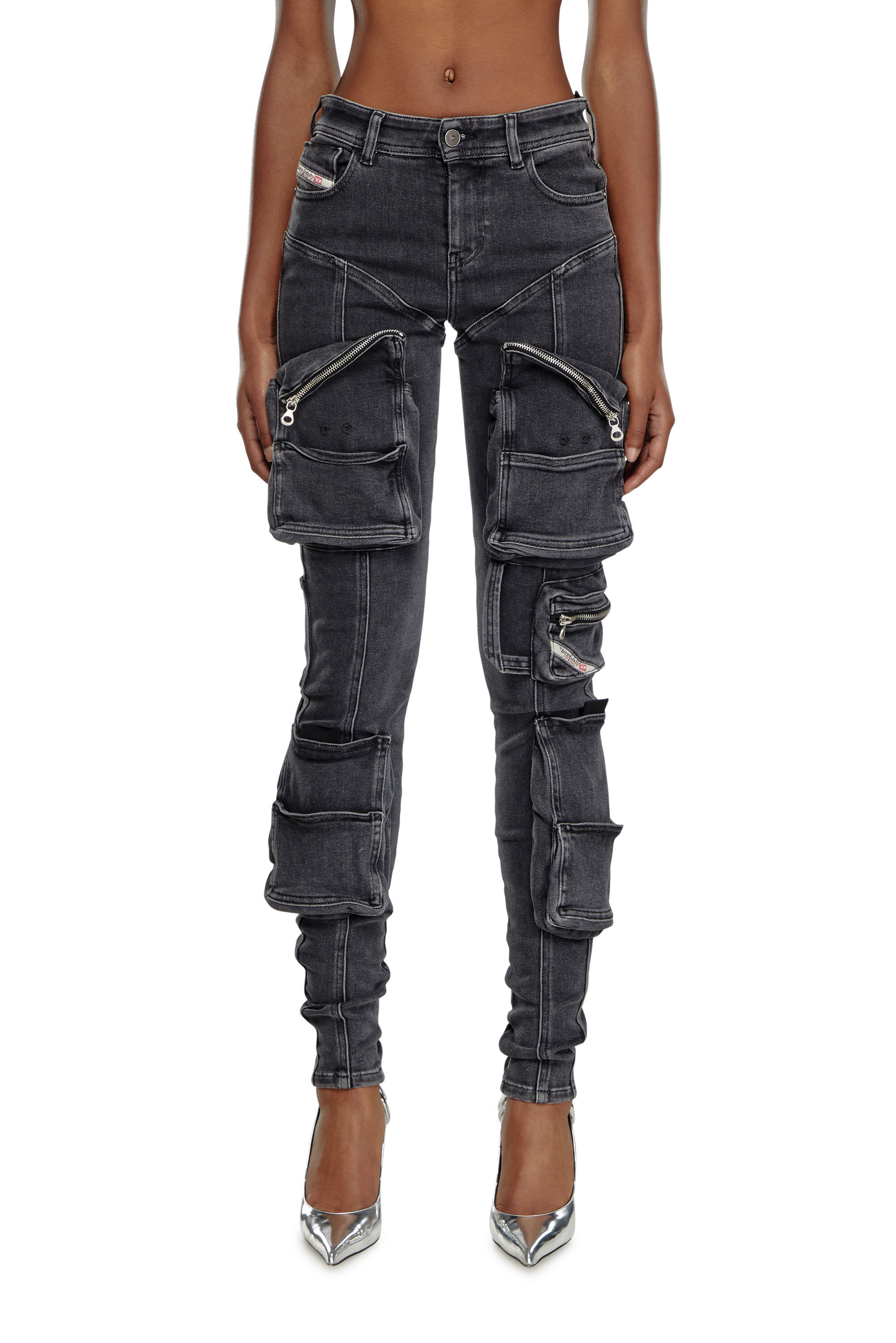 【新品、本物、当店在庫だから安心】 Slandy-High 1984 Woman: Diesel | Jeans cargo Black Skinny パンツ