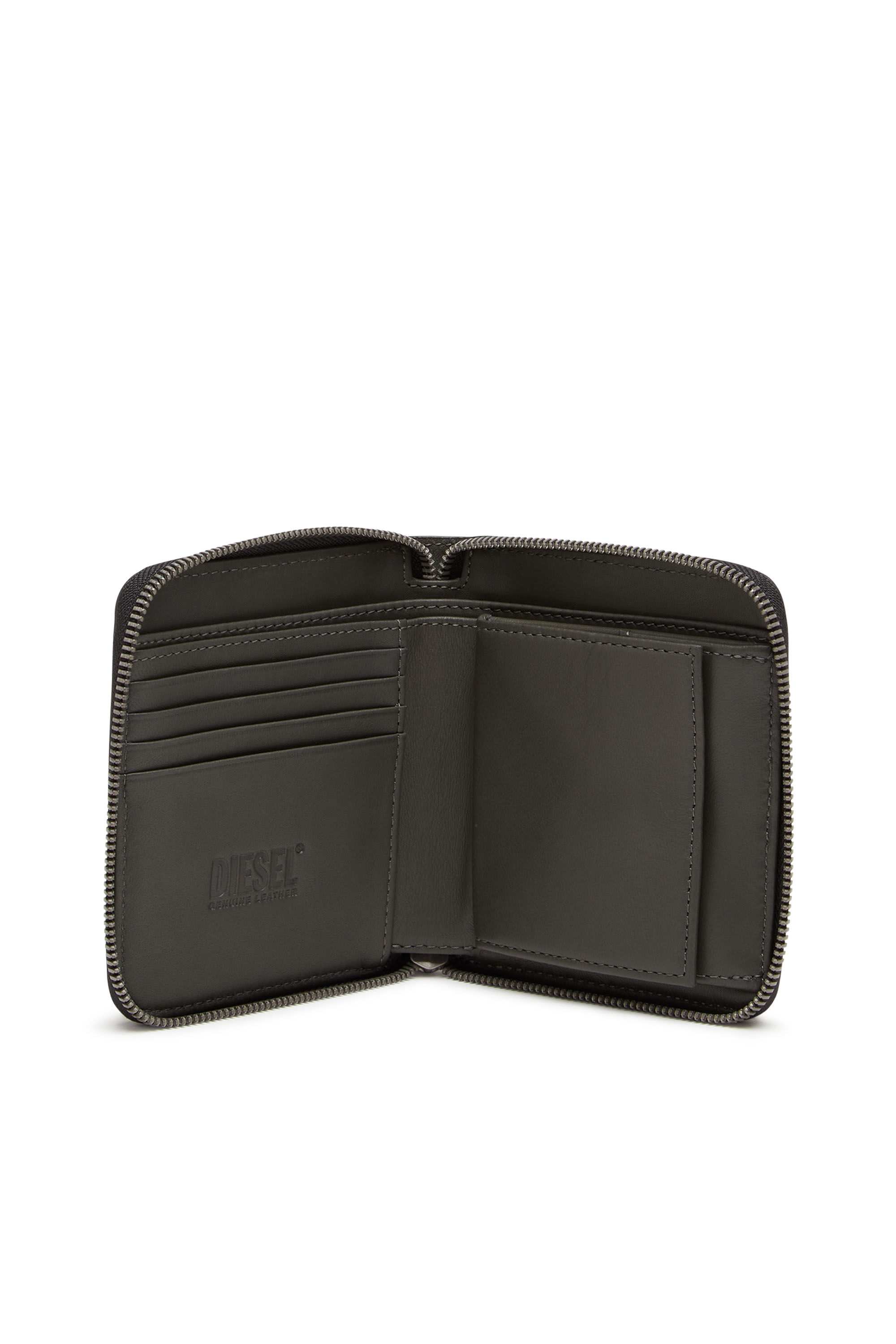 Diesel - BI-FOLD COIN ZIP M, Man's Zip wallet in monogram leather in Black - 3