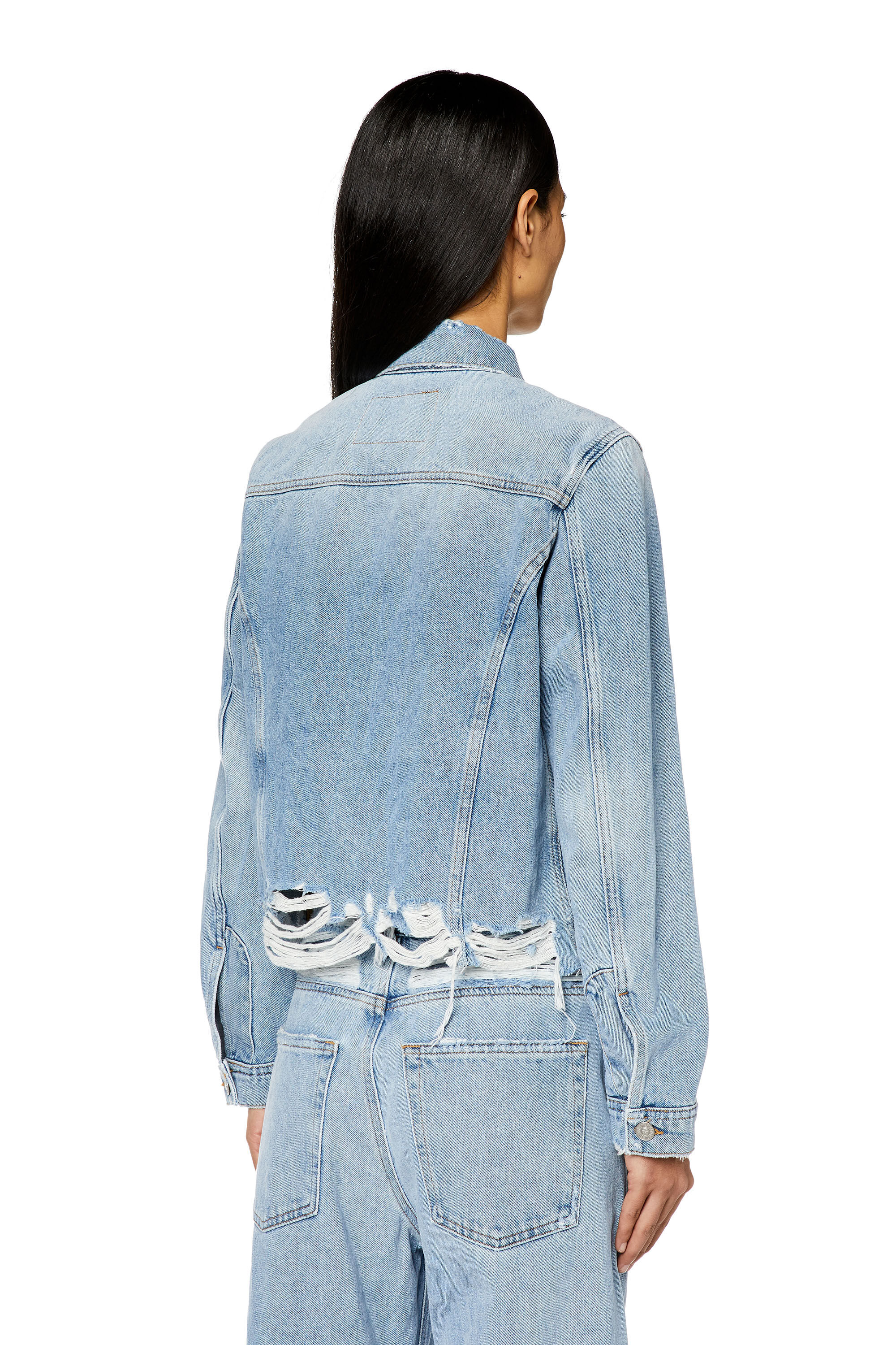 Diesel - DE-BONNY-S3, Chaqueta trucker en denim roto Mujer in Azul marino - 5