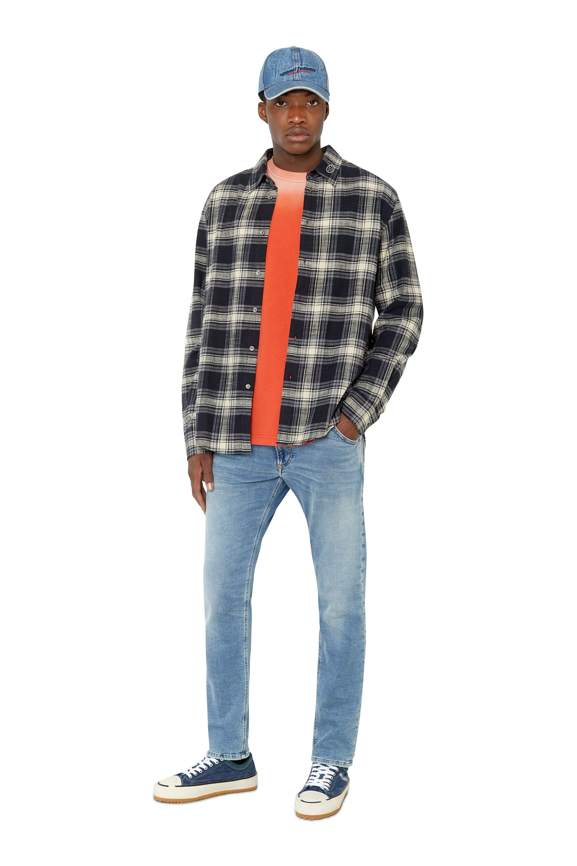 S-UMBE-CHECK-NW Man: Checked shirt in slub flannel | Diesel