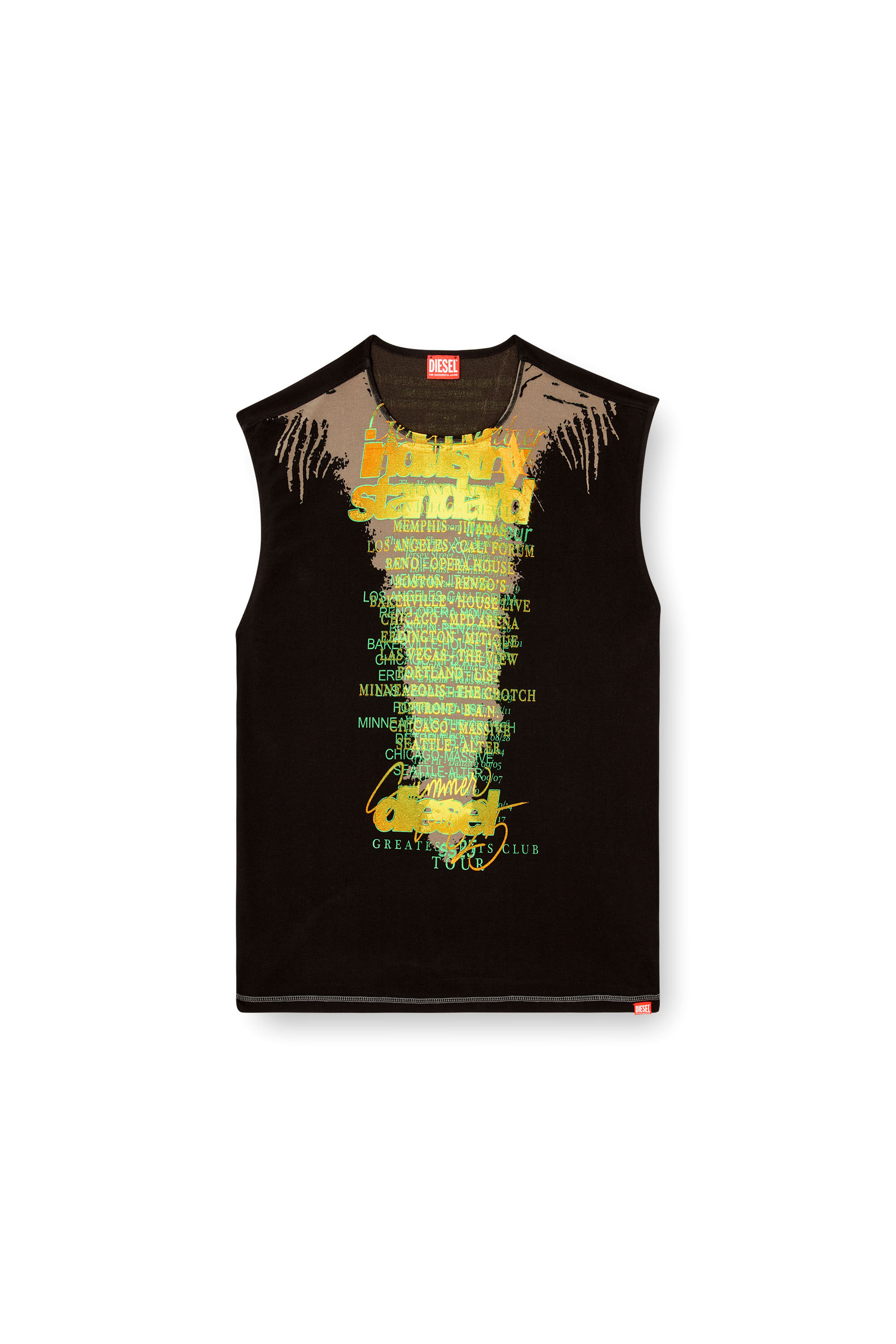 Women's Sleeveless T-shirt with lyrics print | Black | Diesel Women's Sleeveless T-shirt with lyrics print | Black | Diesel