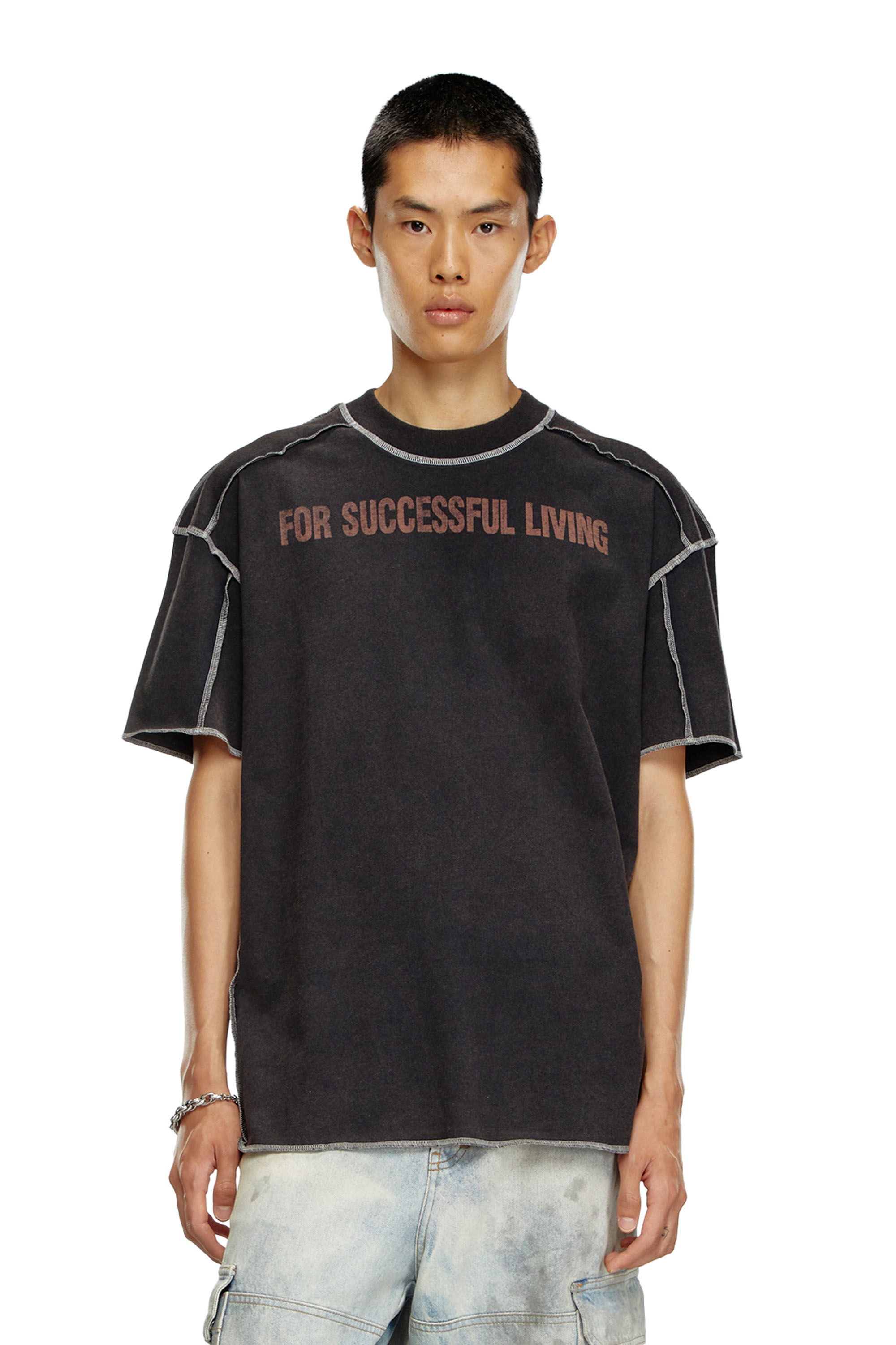 Men's T-shirt with inside-out effect | Black | Diesel