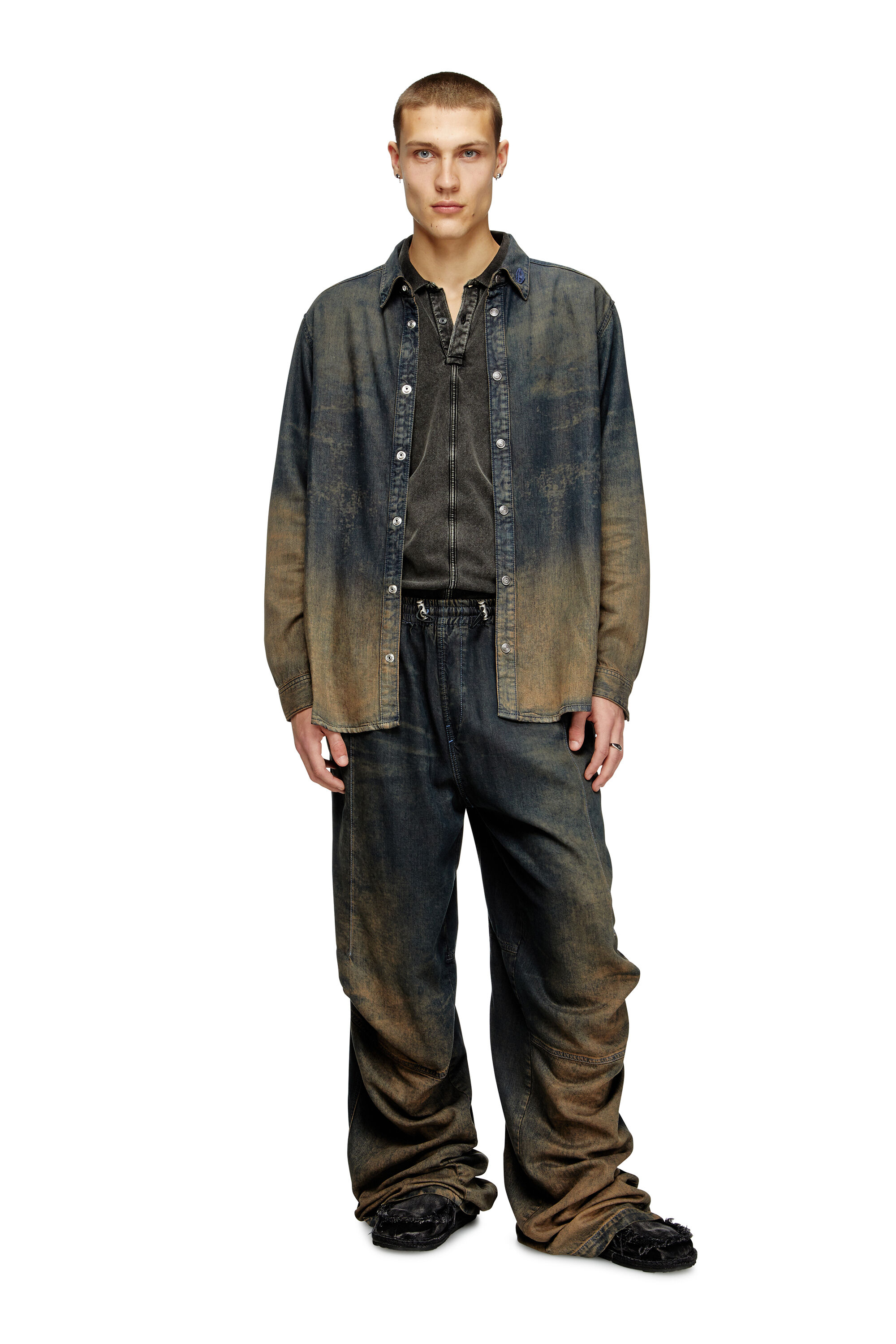 Diesel - D-SIMPLY-S8, Camisa de denim degradado fluido Hombre in Azul marino - 1
