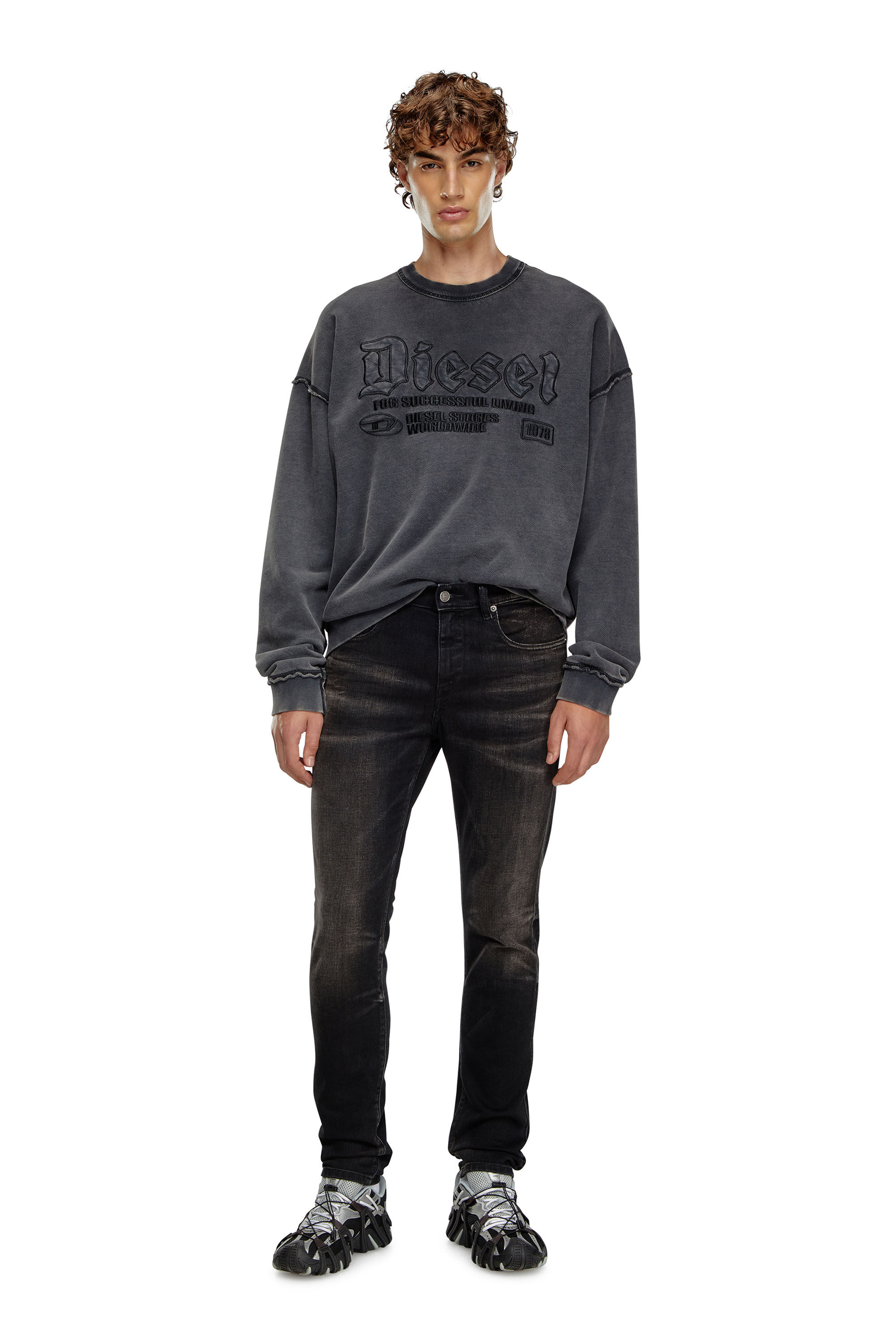 Diesel - Hombre Slim Jeans 2019 D-Strukt 09J53, Negro/Gris oscuro - Image 1