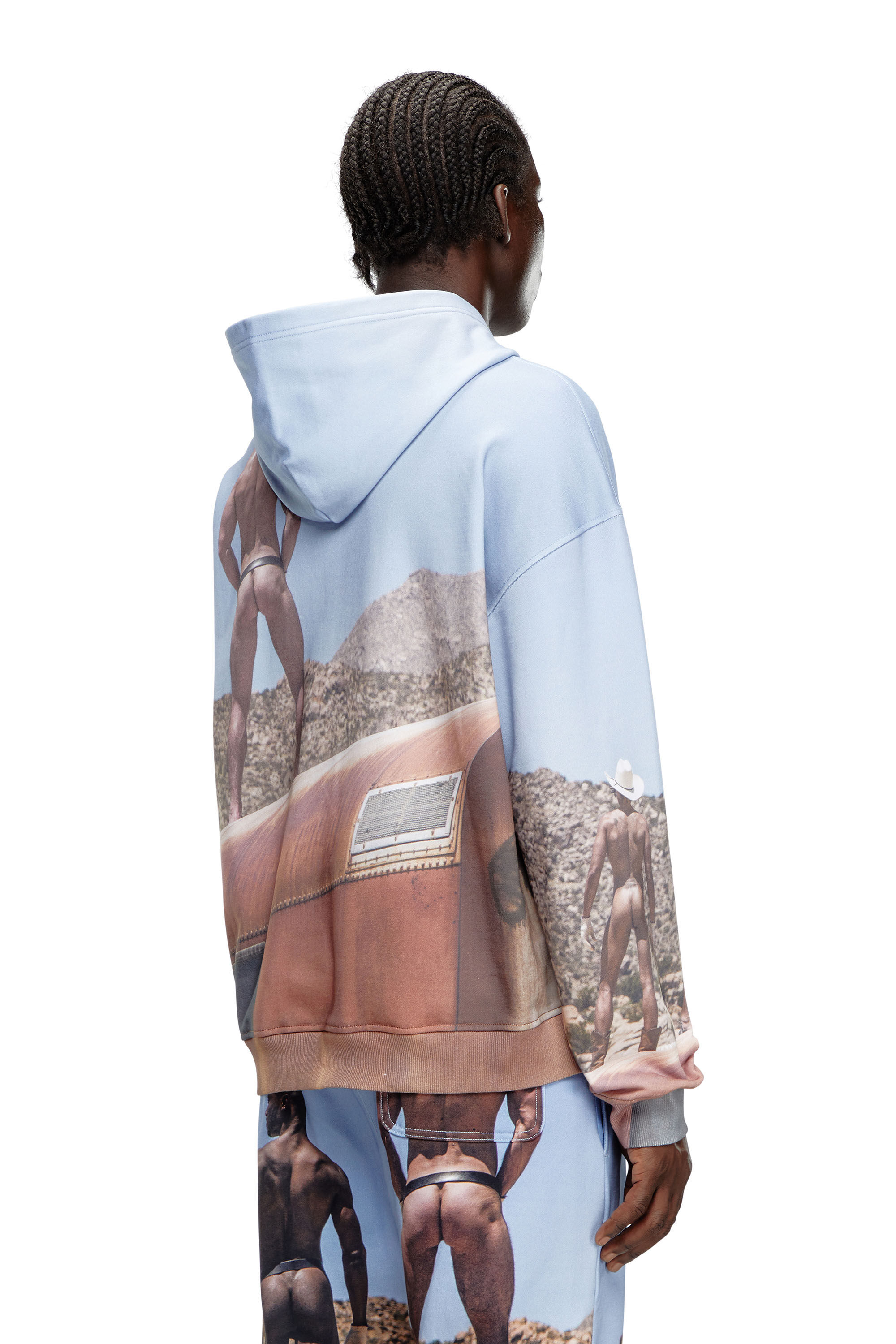 Diesel - PR-S-NLABEL-HOOD-HVB, Sudadera con capucha con estampado all-over Unisex in Azul marino - 4