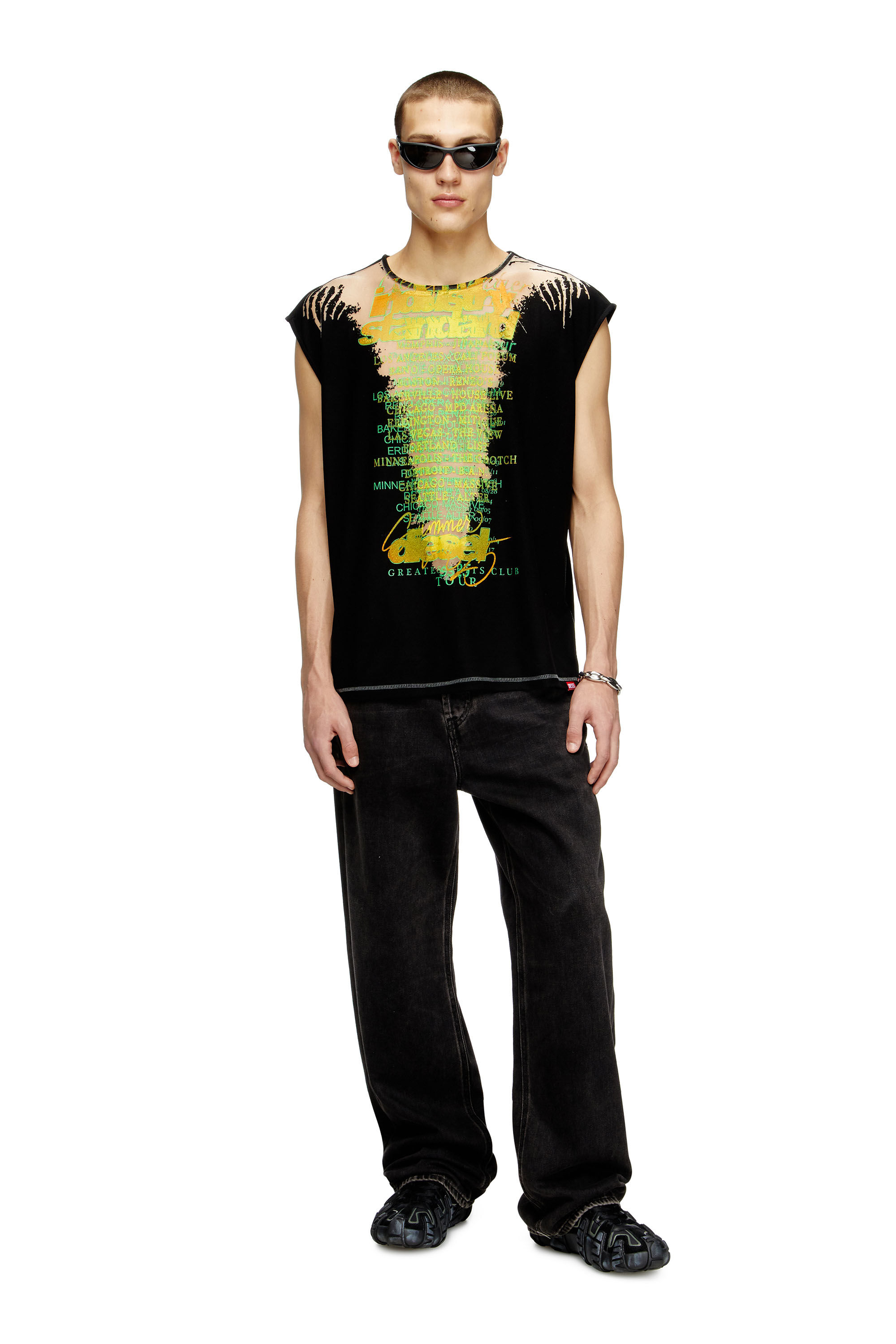 Diesel - T-ISAK-A, Unisex's Sleeveless T-shirt with lyrics print in Black - 1