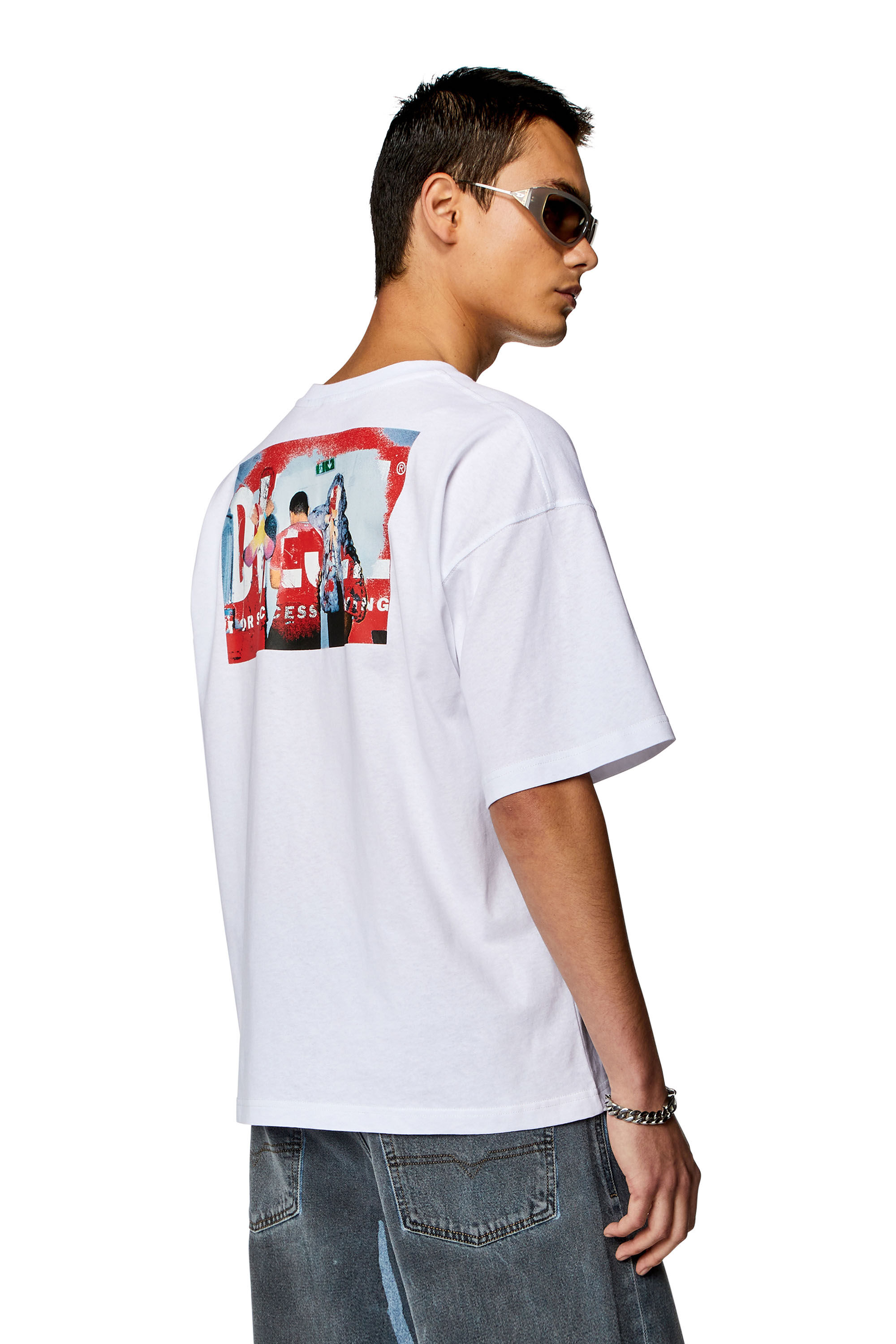Men's graphic T-shirt with photo print logo | White | Diesel