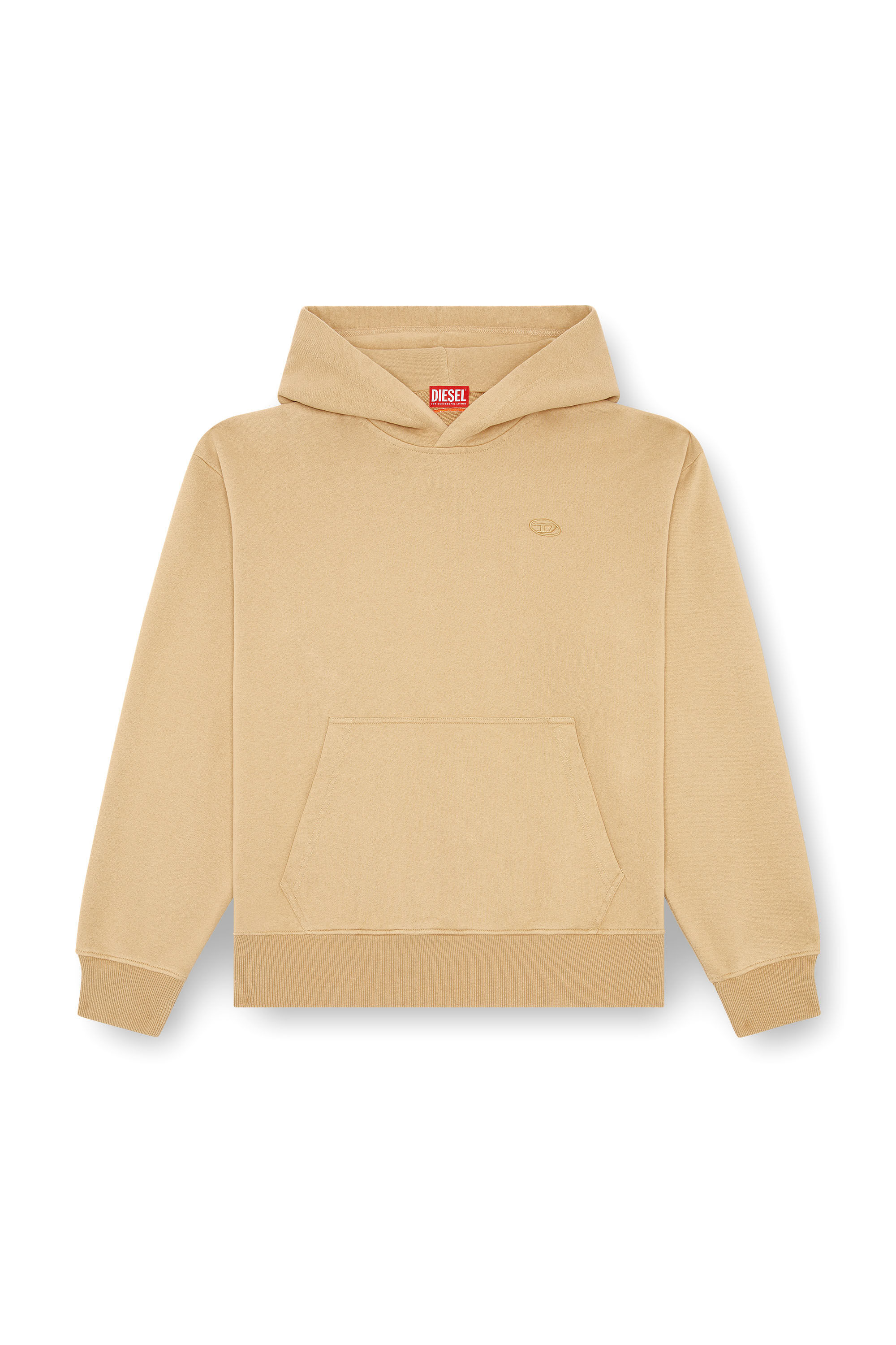 Diesel - S-MACS-HOOD-MEGOVAL-D, Man's Hoodie with logo embroidery in Light Brown - 2