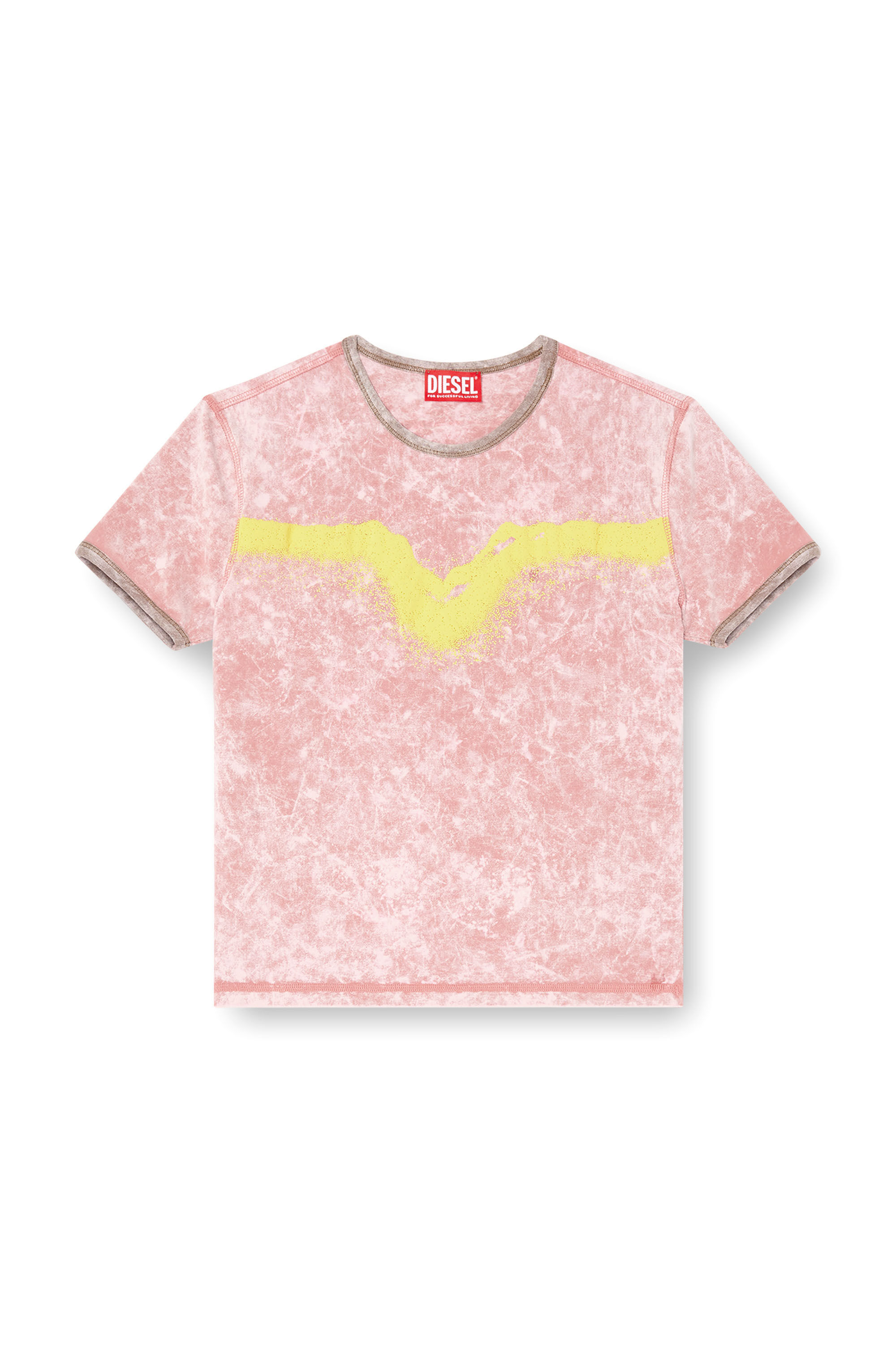 Women's Slim fit T-shirt with Oval D puff print | Pink | Diesel