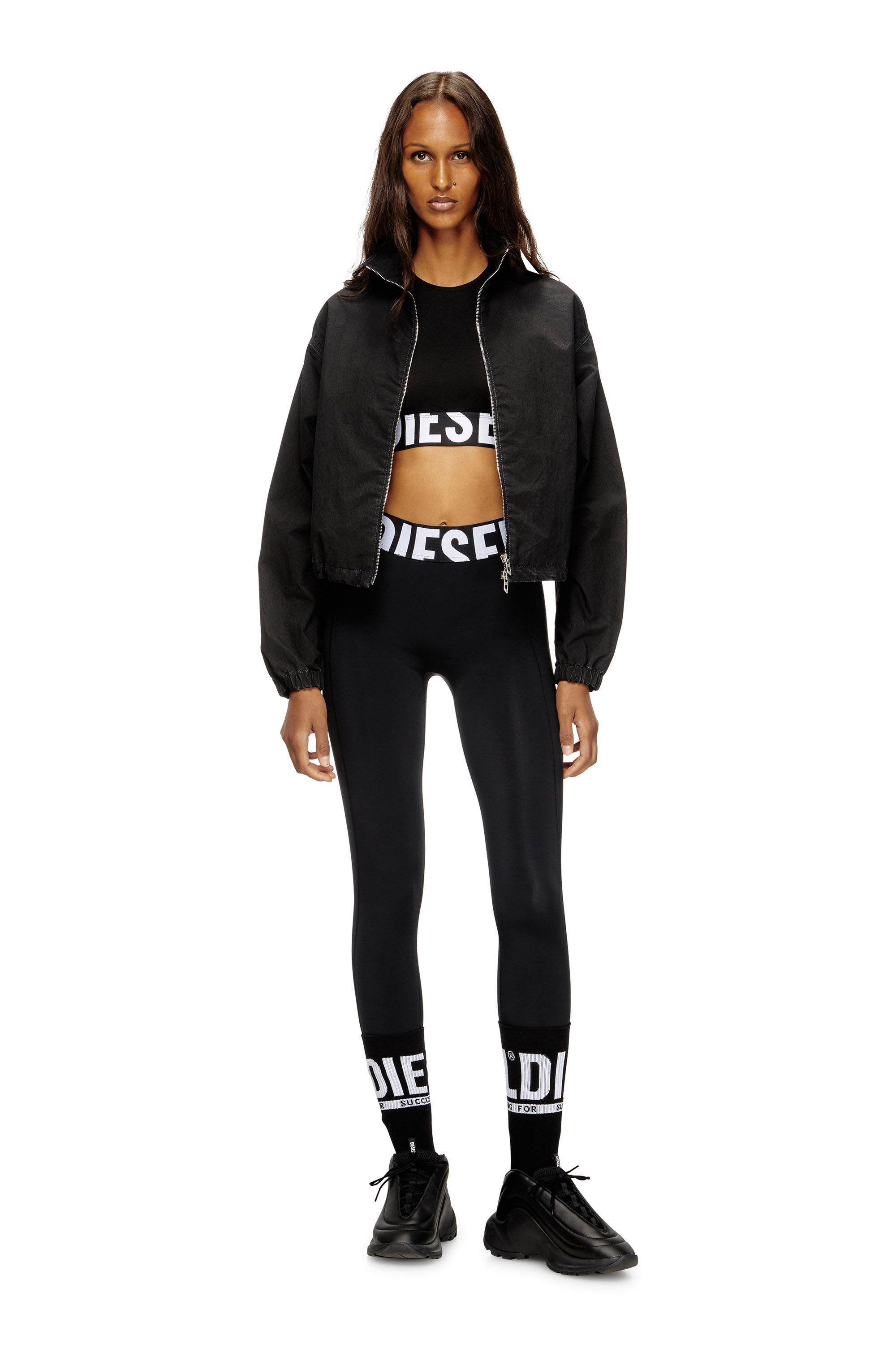 Diesel - ADA-D-POP, Woman's Cropped tank top with cut-off logo in Black - 5