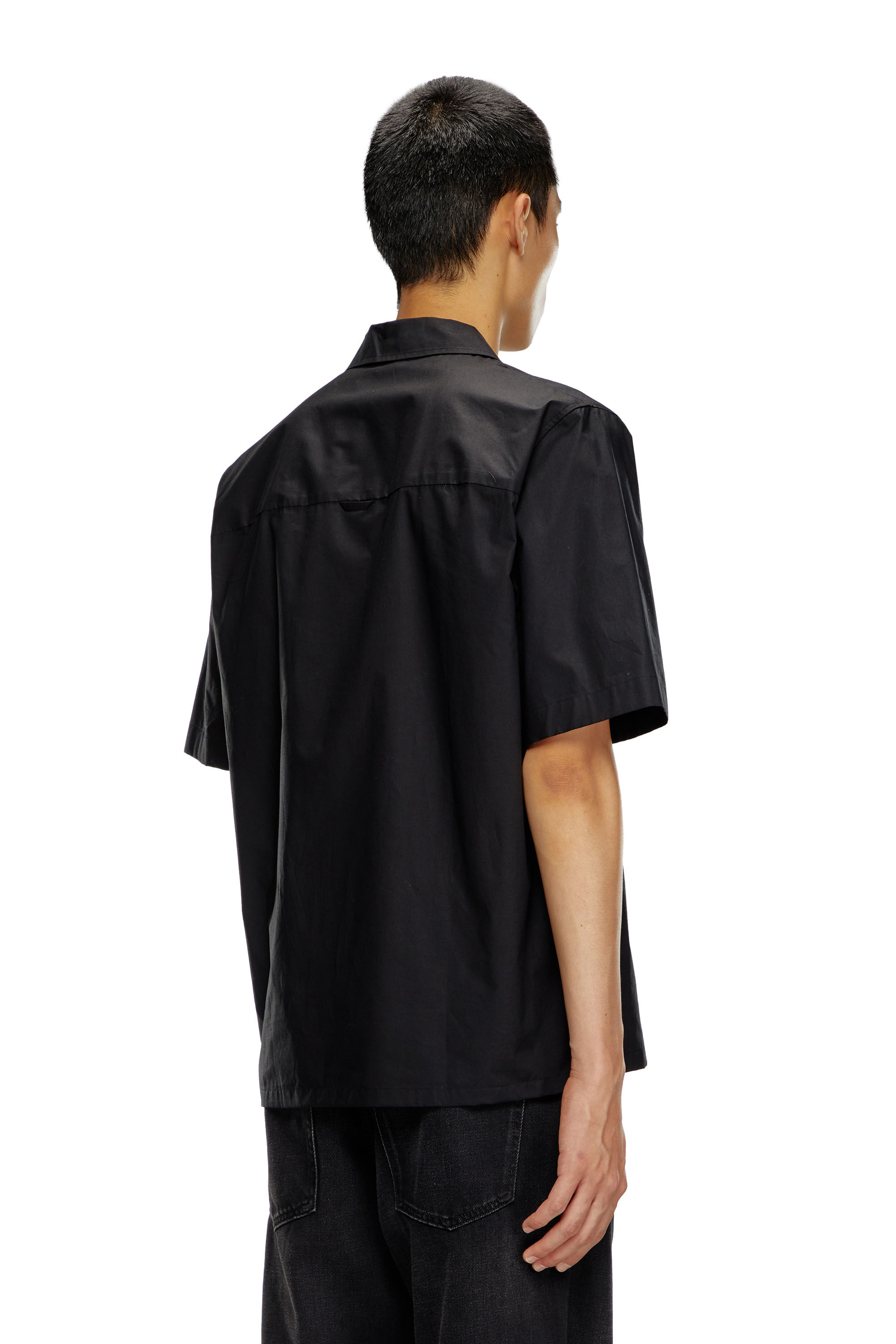 Men's Bowling shirt with embroidered logo | Black | Diesel