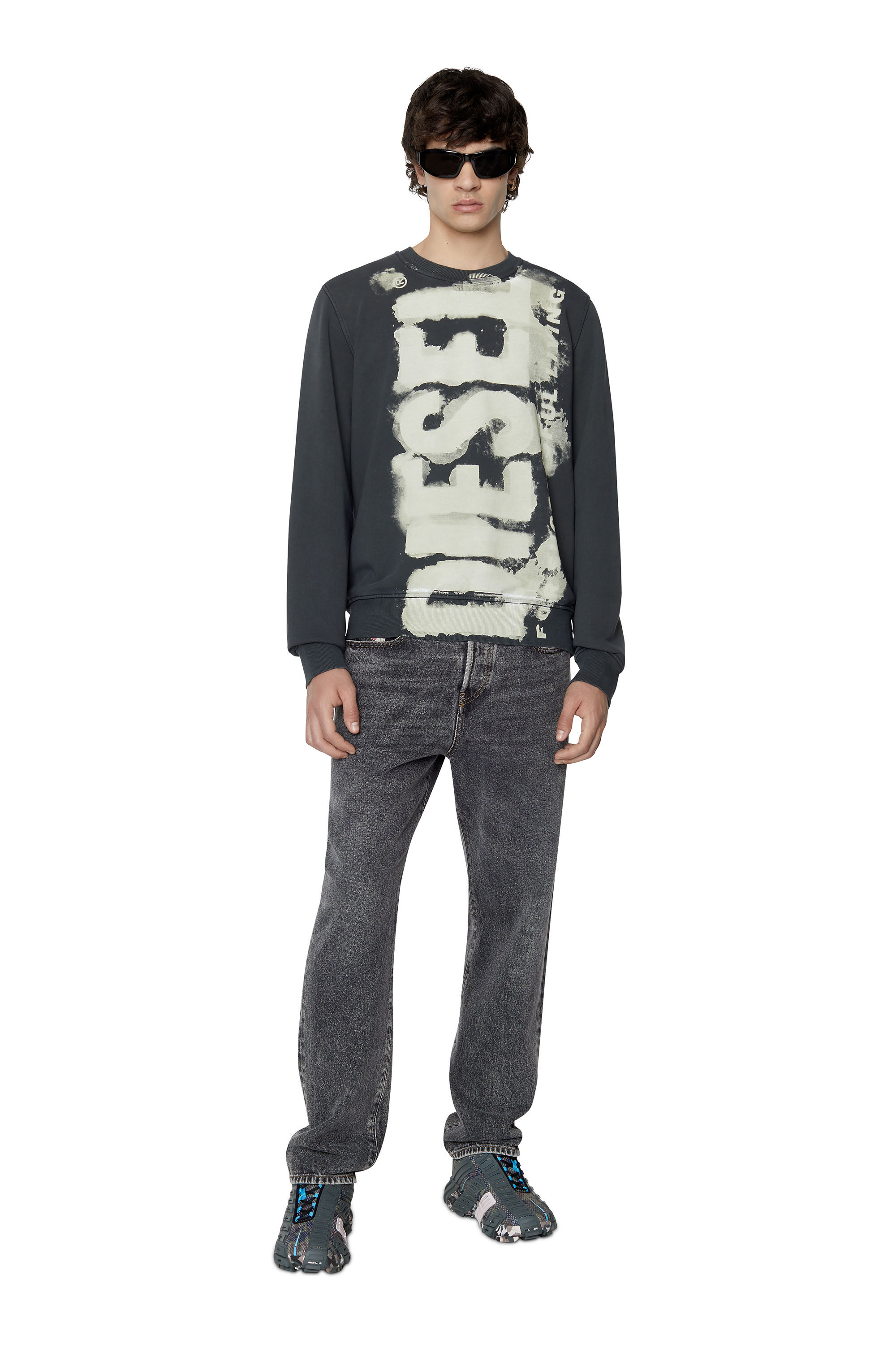 S-GINN-E5 Man: Sweatshirt with bleeding-effect logo | Diesel