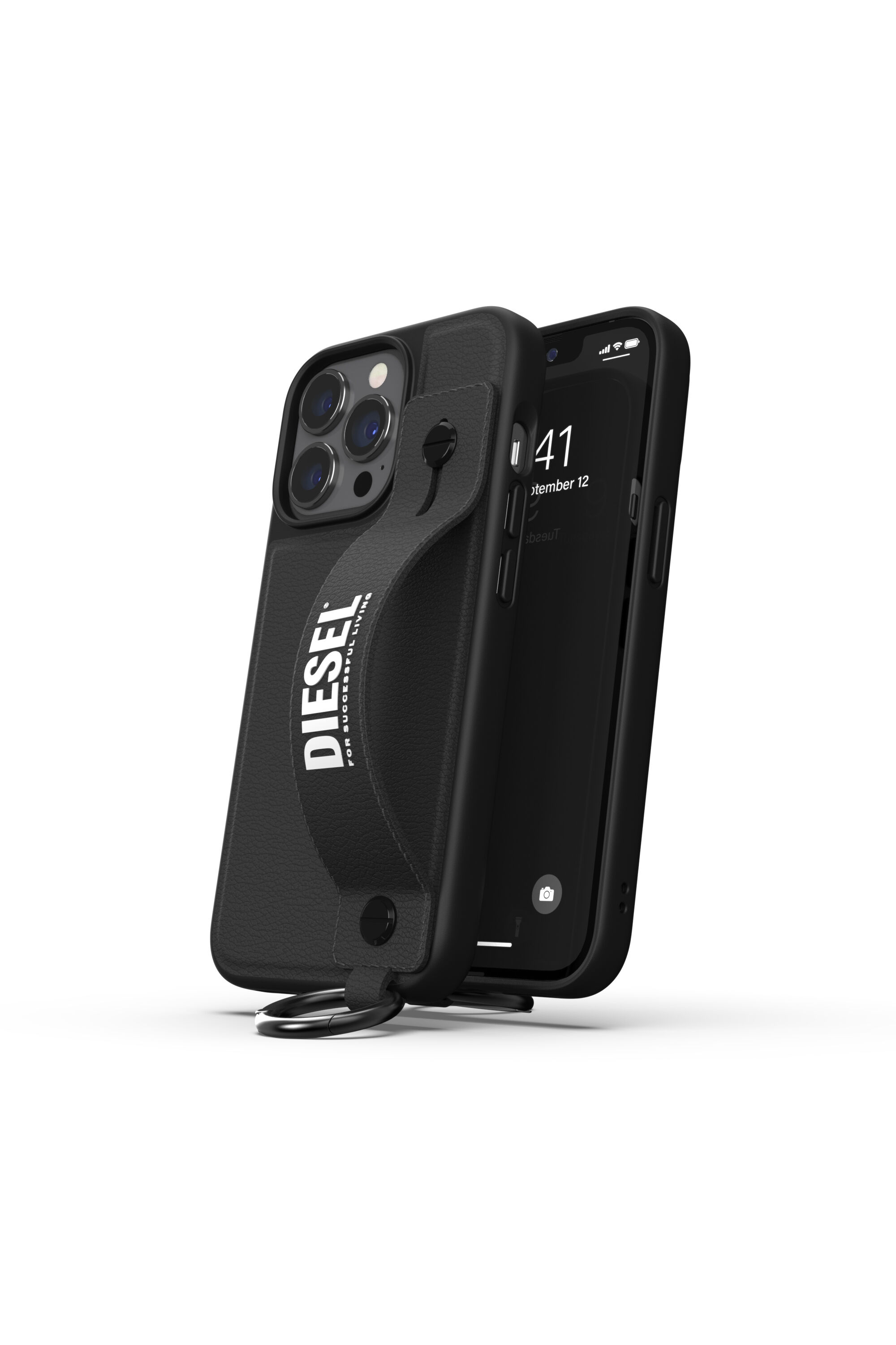 Diesel - 47177 TECH CHAIN, Funda con banda de agarre por iPhone 13/13 Pro Unisex in Negro - 3