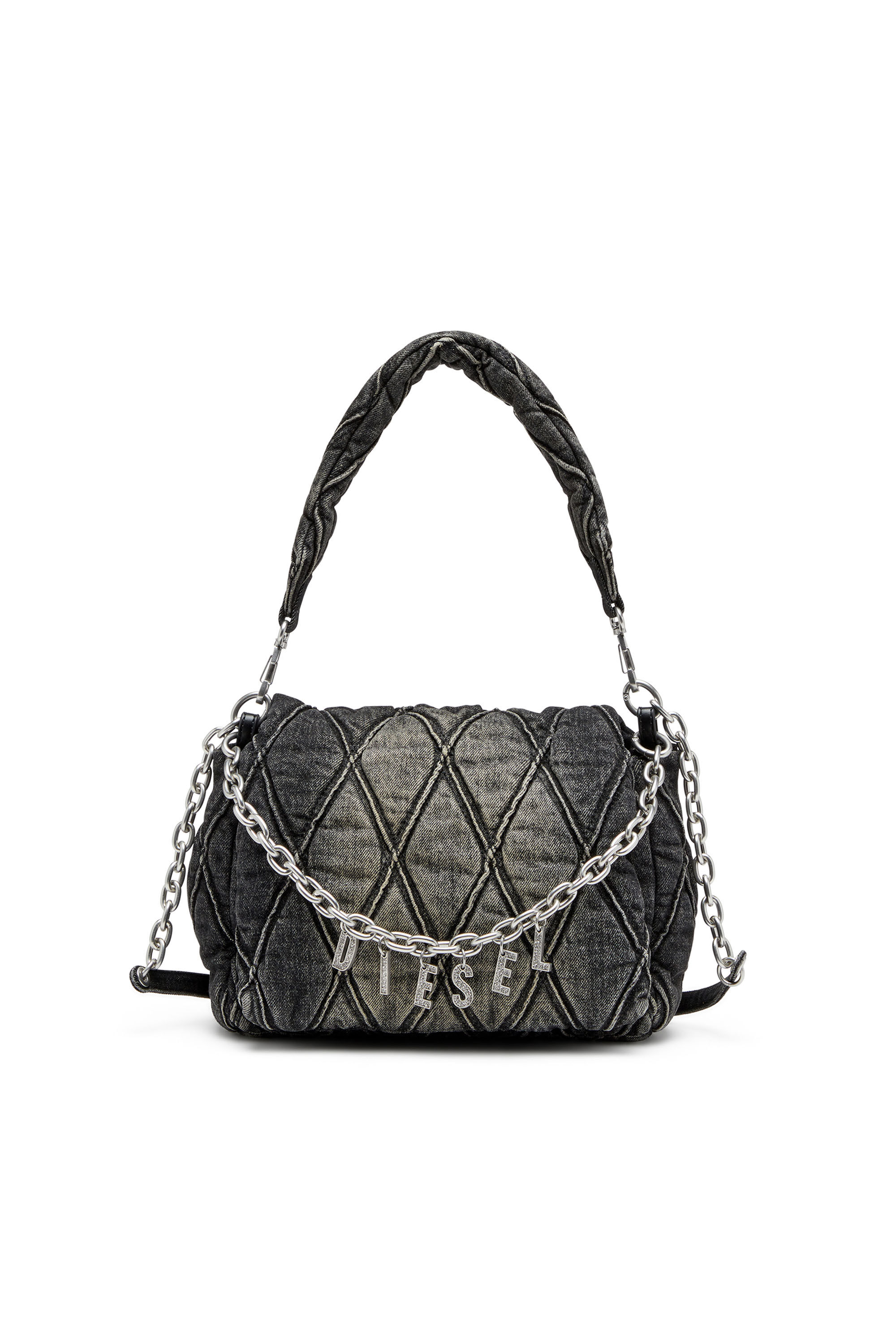 Diesel Women s charm d Denim Shoulder Bag Black Shoulder Bags
