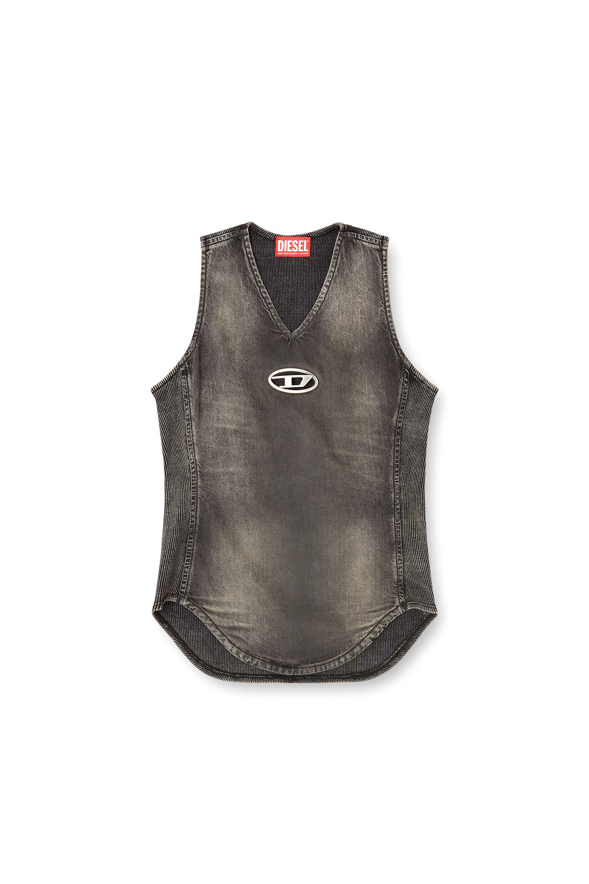 Diesel - DE-NESSI-S1, Top de mezclilla con efecto desgastado Mujer in Negro - 2