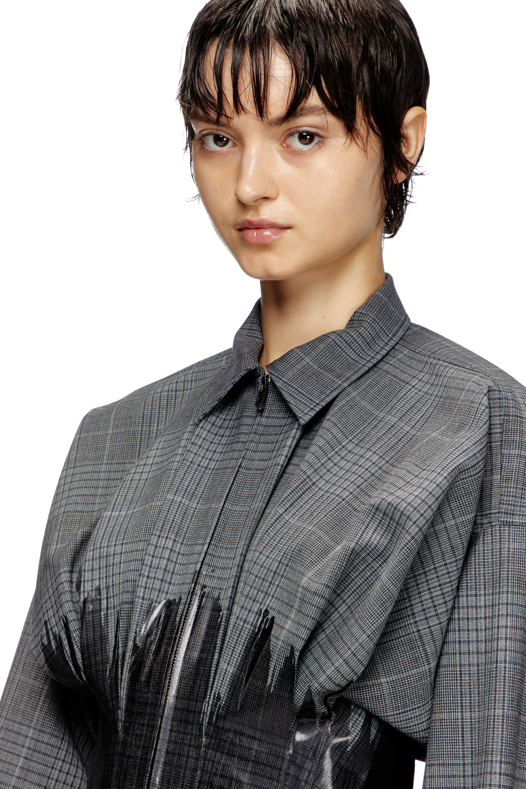 Women's Prince of Wales drop shoulder shacket | Grey | Diesel