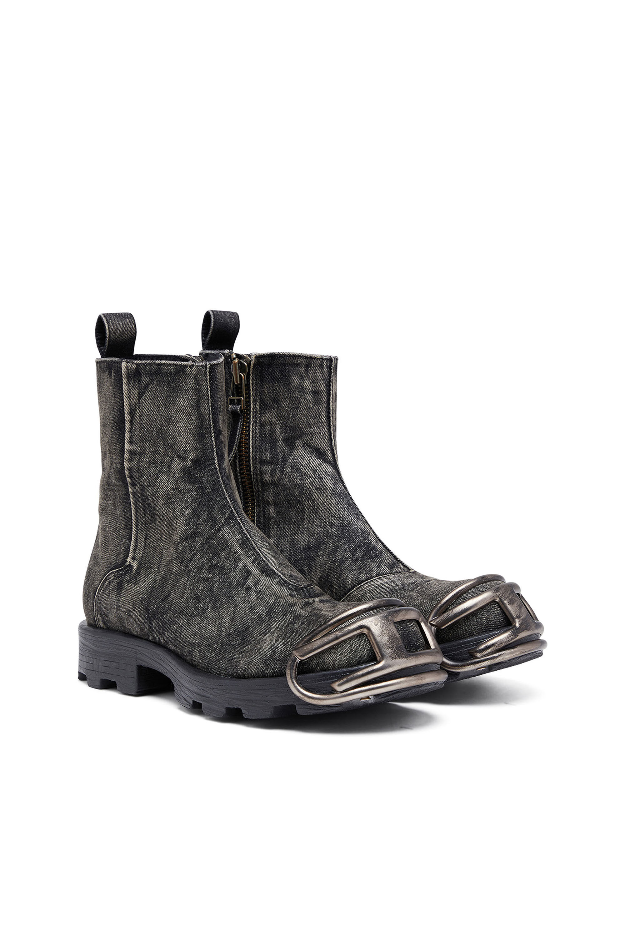Diesel - D-HAMMER BT ZIP D, Man's D-Hammer-Denim Chelsea boots with Oval D toe caps in Black - 2