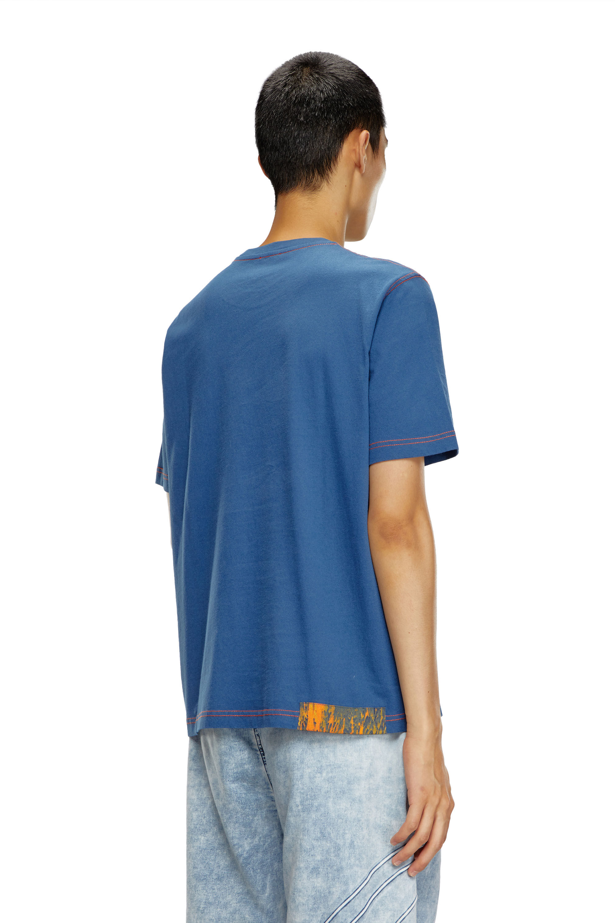 Diesel - T-ADJUST-Q4, Man's T-shirt with splotched logo in Azure - 4