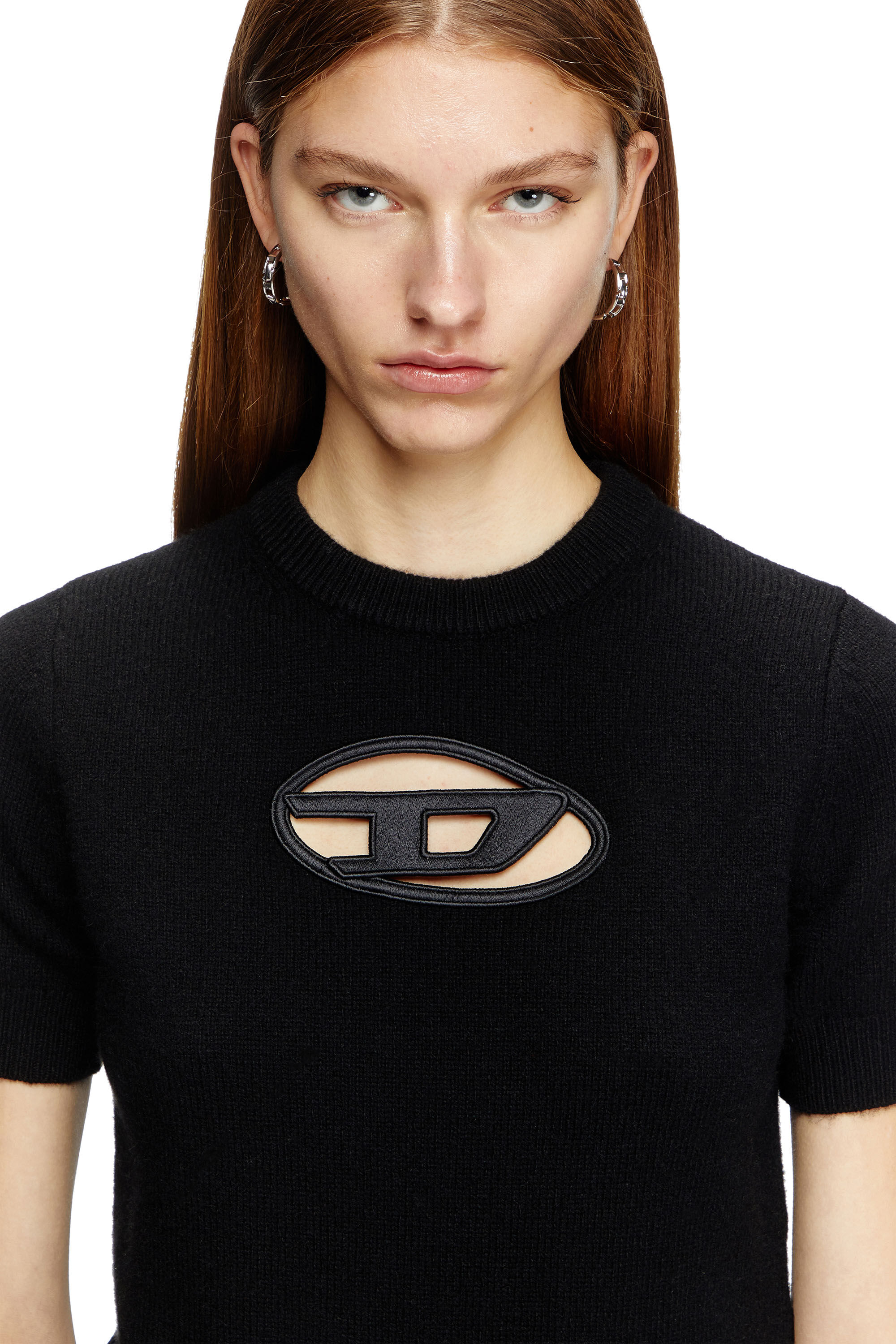 Diesel - M-ARGARIN-SS, Jersey de manga corta de mezcla de cachemira Mujer in Negro - 5