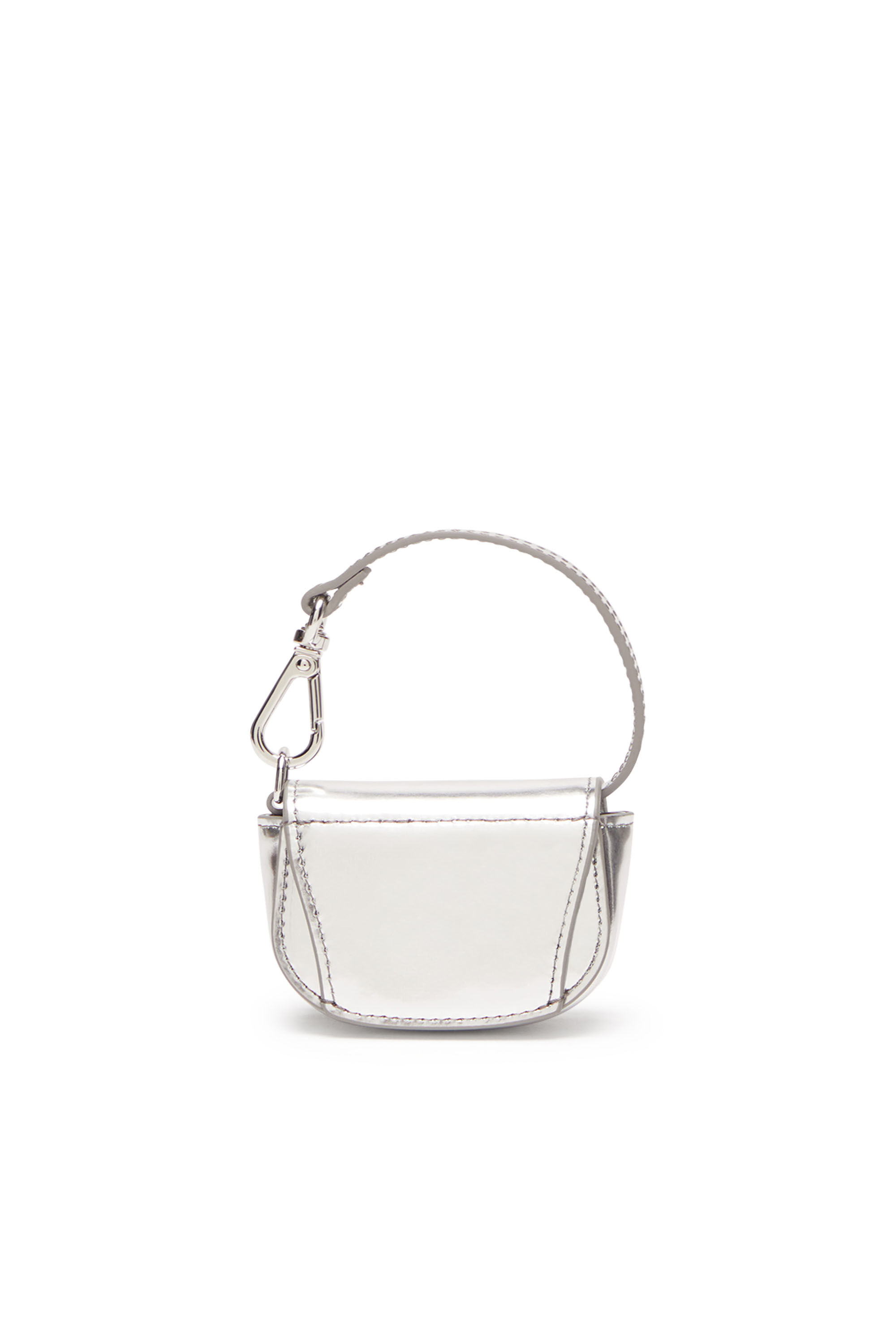 Women's Bag charm in metallic leather | Silver | Diesel Women's Bag charm in metallic leather | Silver | Diesel