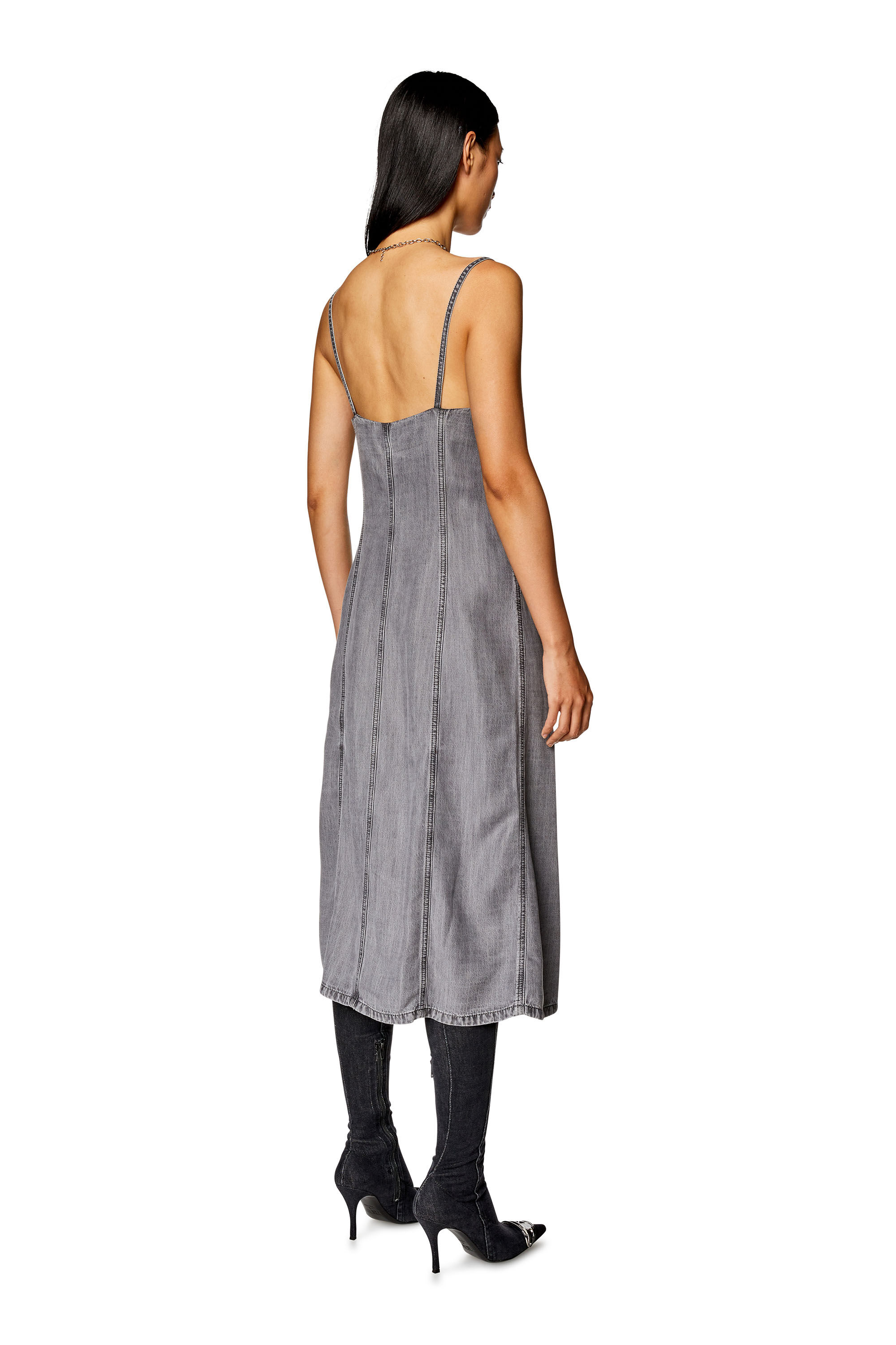 Women's Strappy midi dress in light denim | Grey | Diesel
