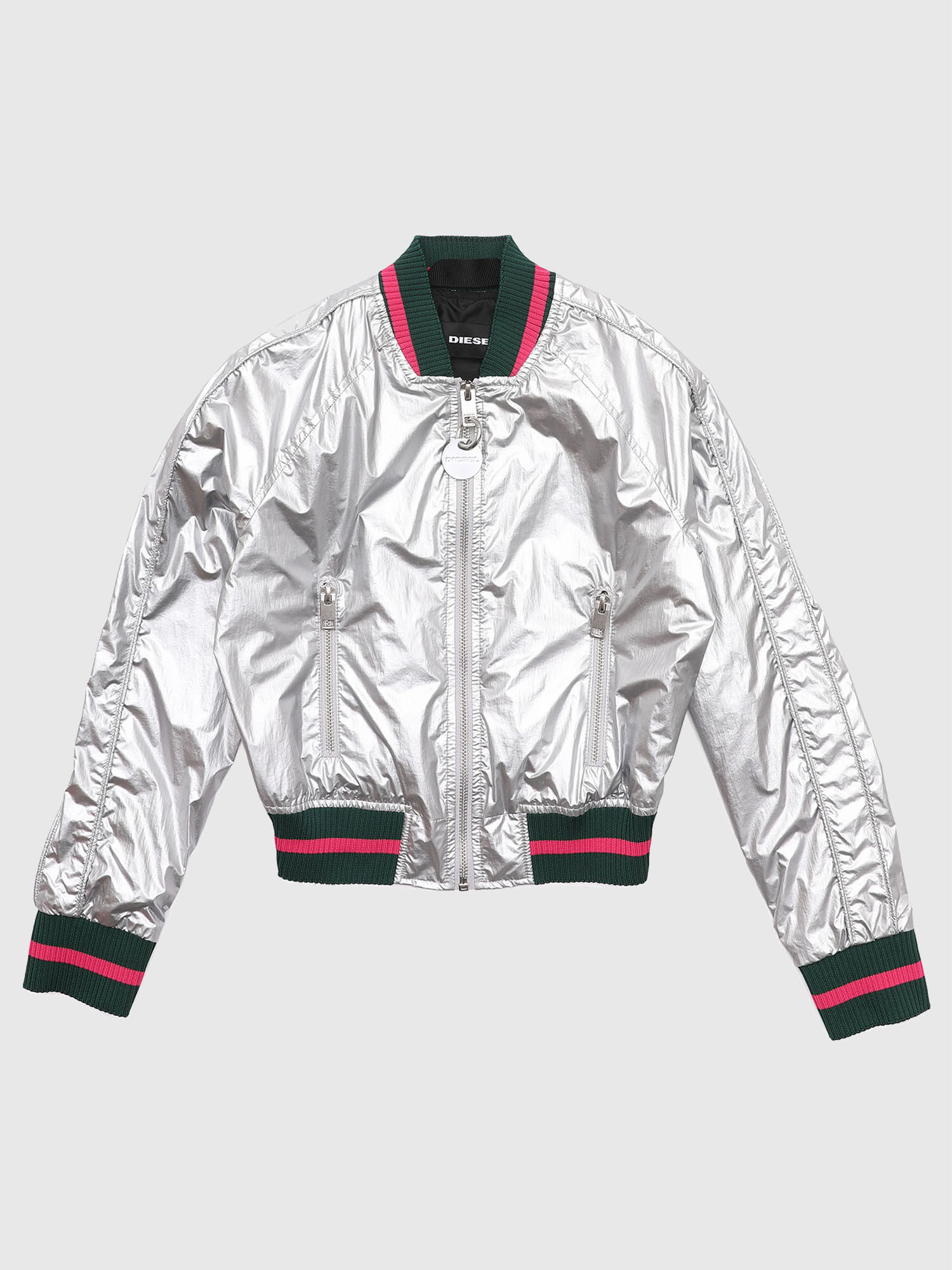 JNOTE Girl Bomber jacket in metallic foil nylon Diesel
