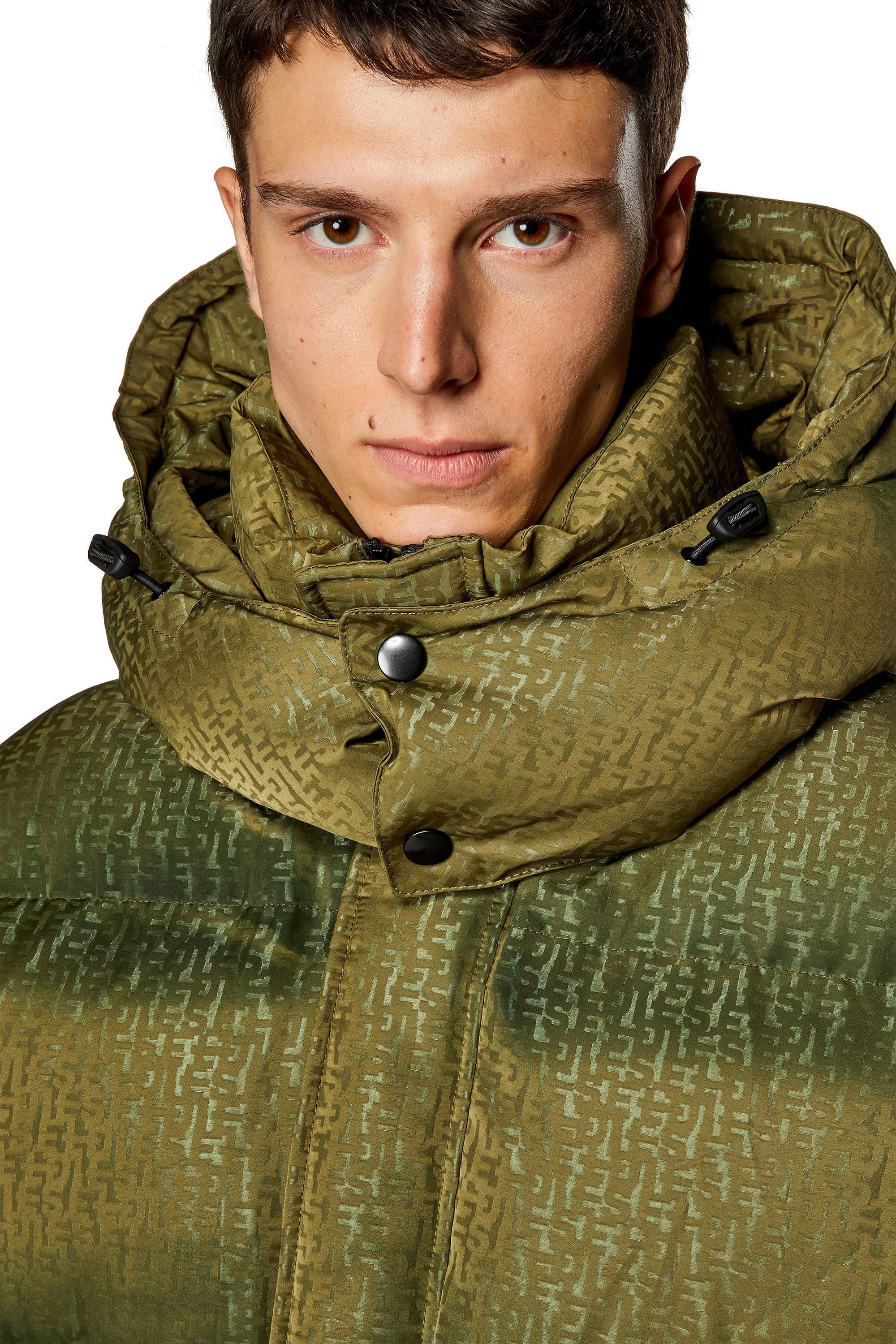 Diesel - W-ROLFYS-MON, Man's Puffer jacket with monogram motif in Military Green - 4